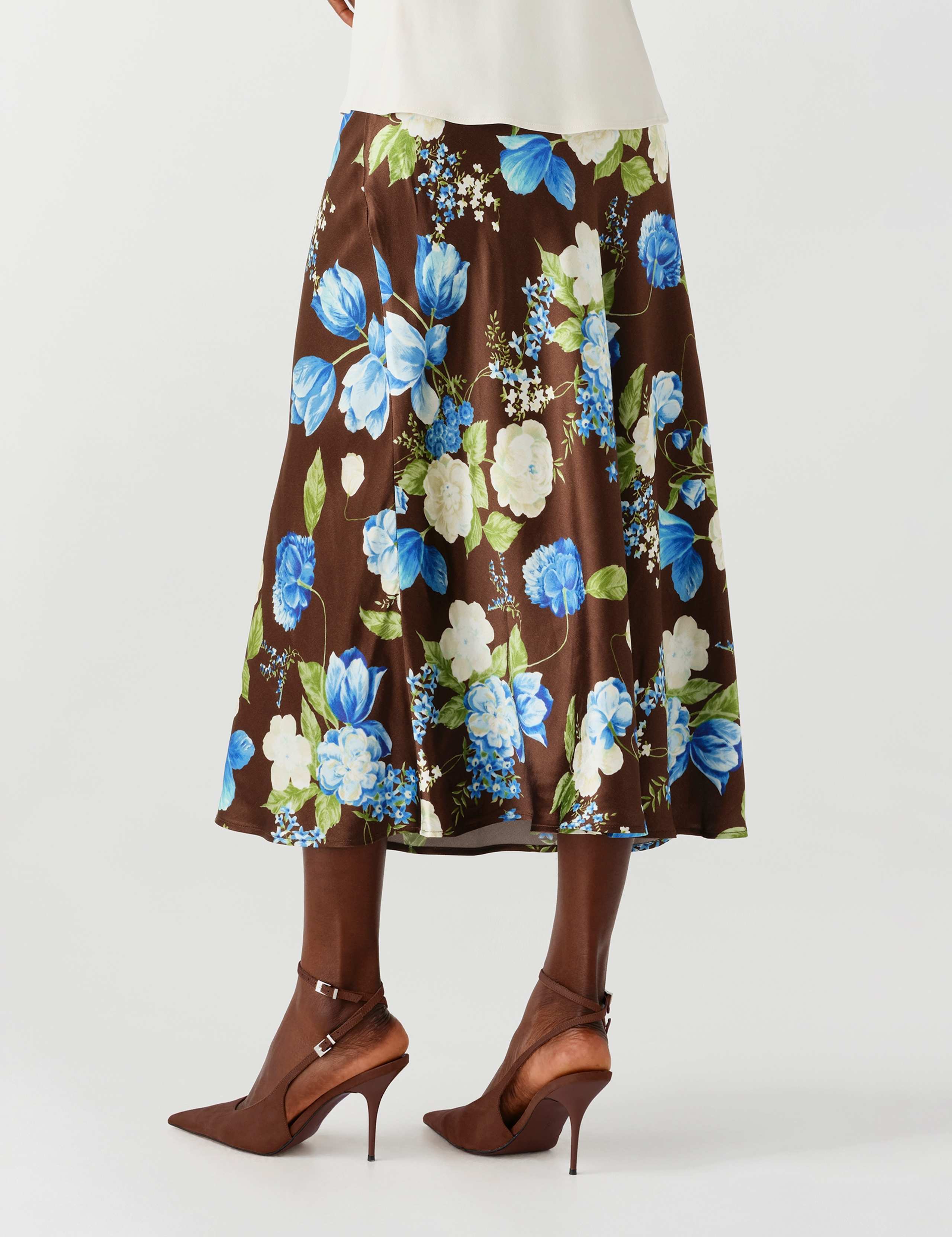 Satin Floral Midi Slip Skirt 10 of 11