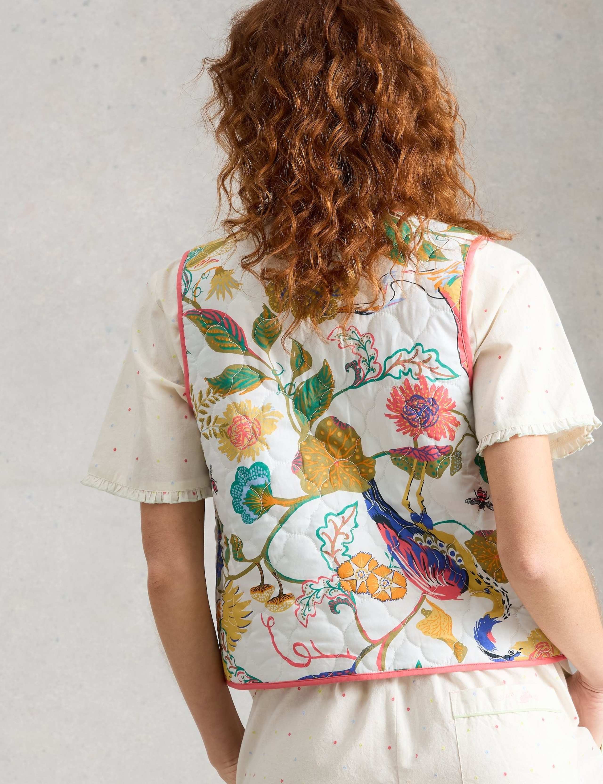 Pure Cotton Floral Reversible Short Gilet 3 of 6