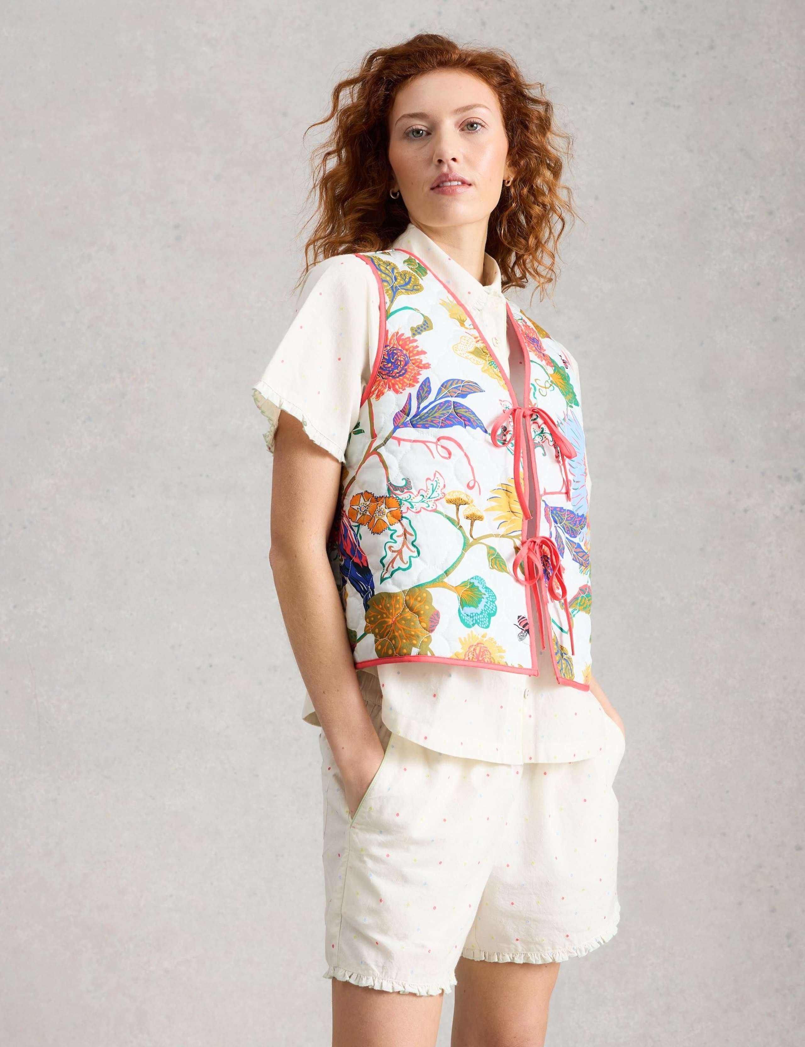 Pure Cotton Floral Reversible Short Gilet 4 of 6