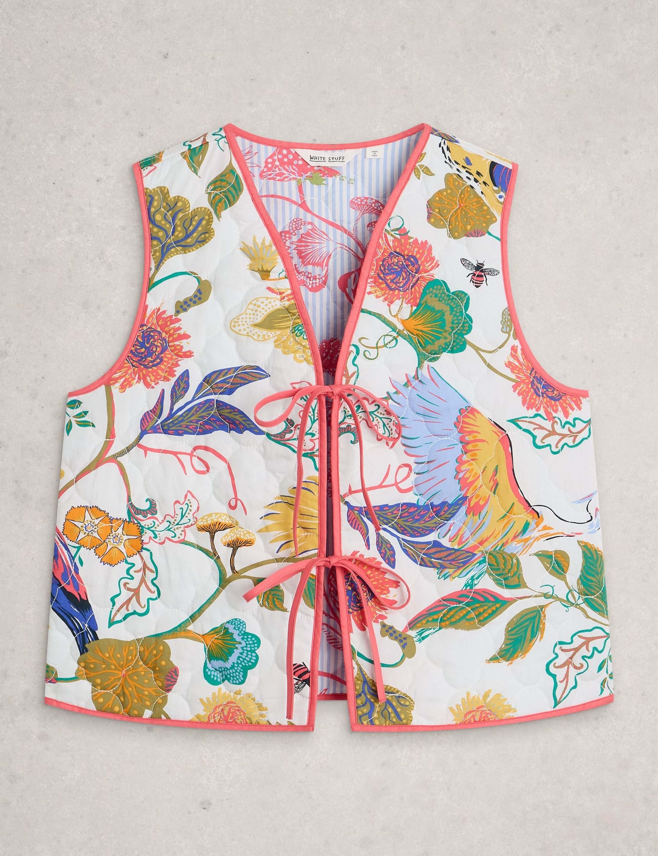 Pure Cotton Floral Reversible Short Gilet 2 of 6