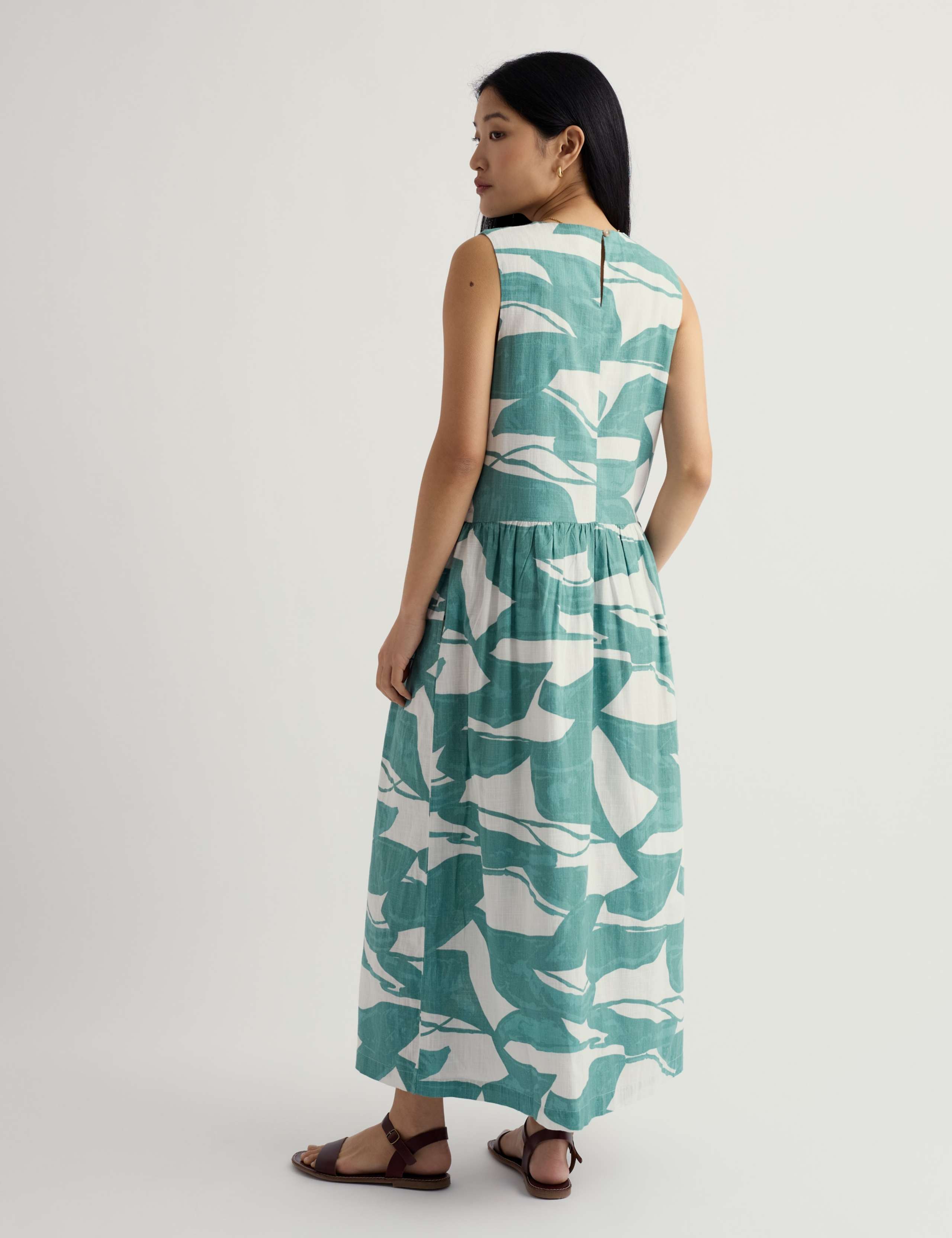 Pure Cotton Geometric Midi Waisted Dress 3 of 5