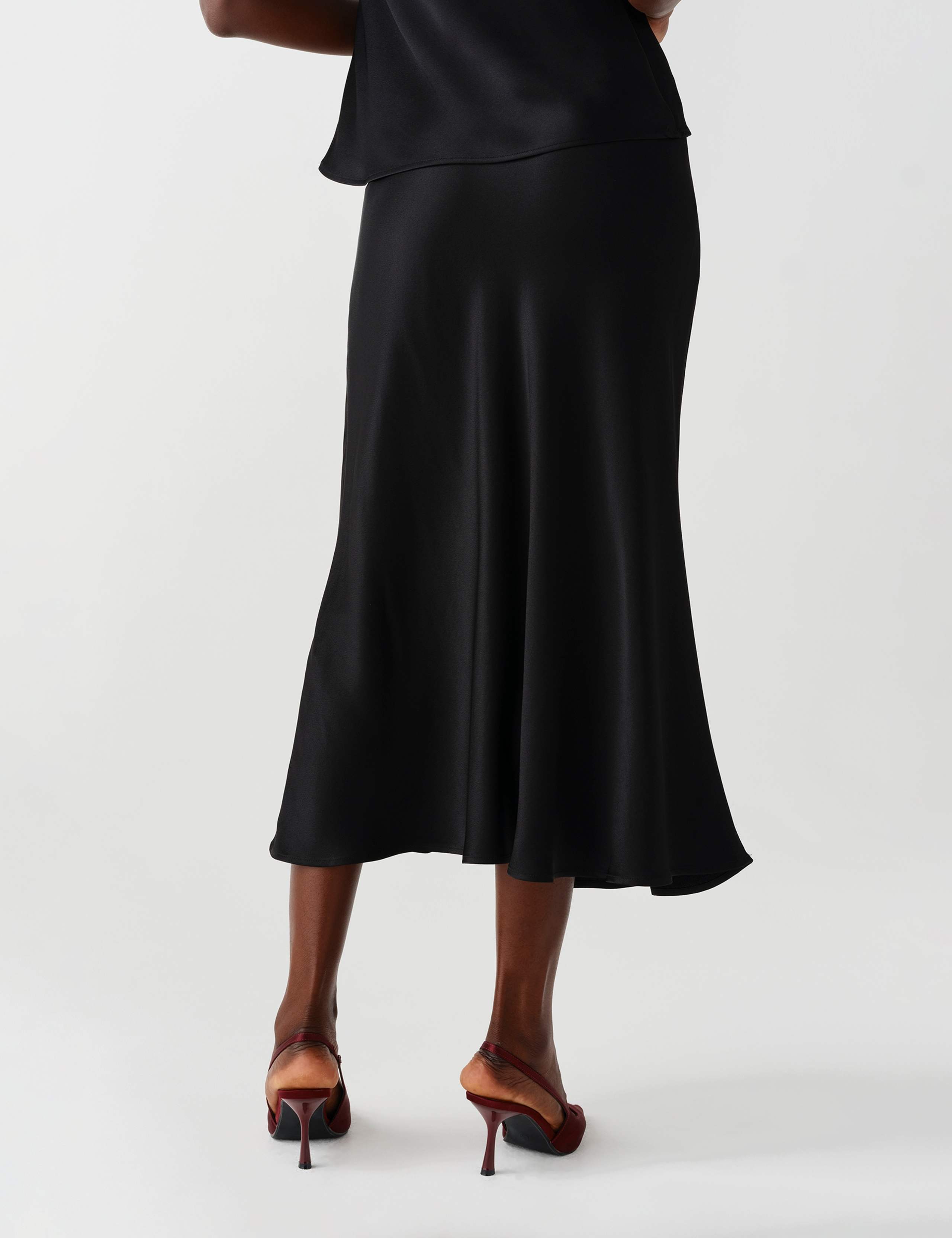 Satin Crepe Midi Slip Skirt 4 of 10