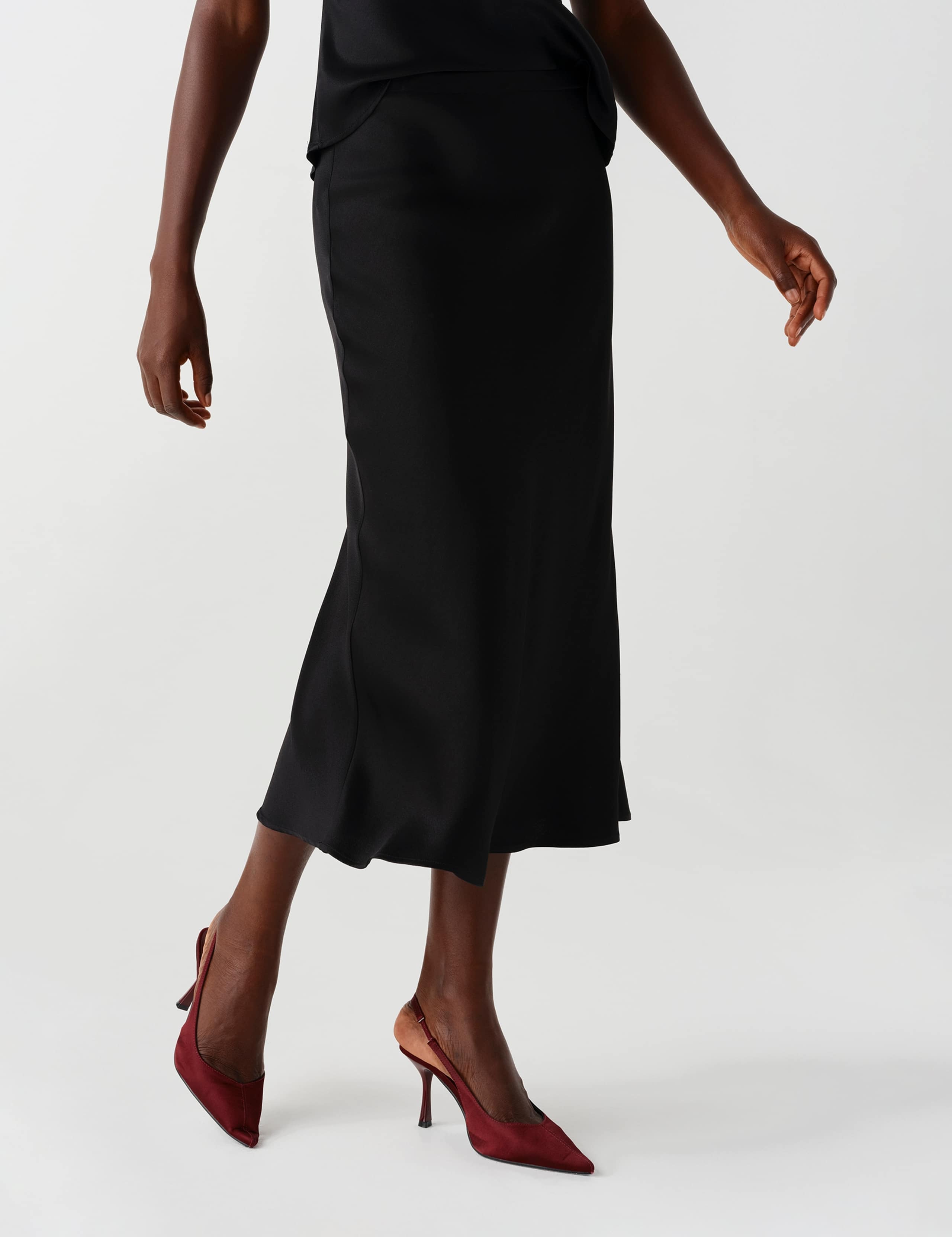 Satin Crepe Midi Slip Skirt 5 of 10