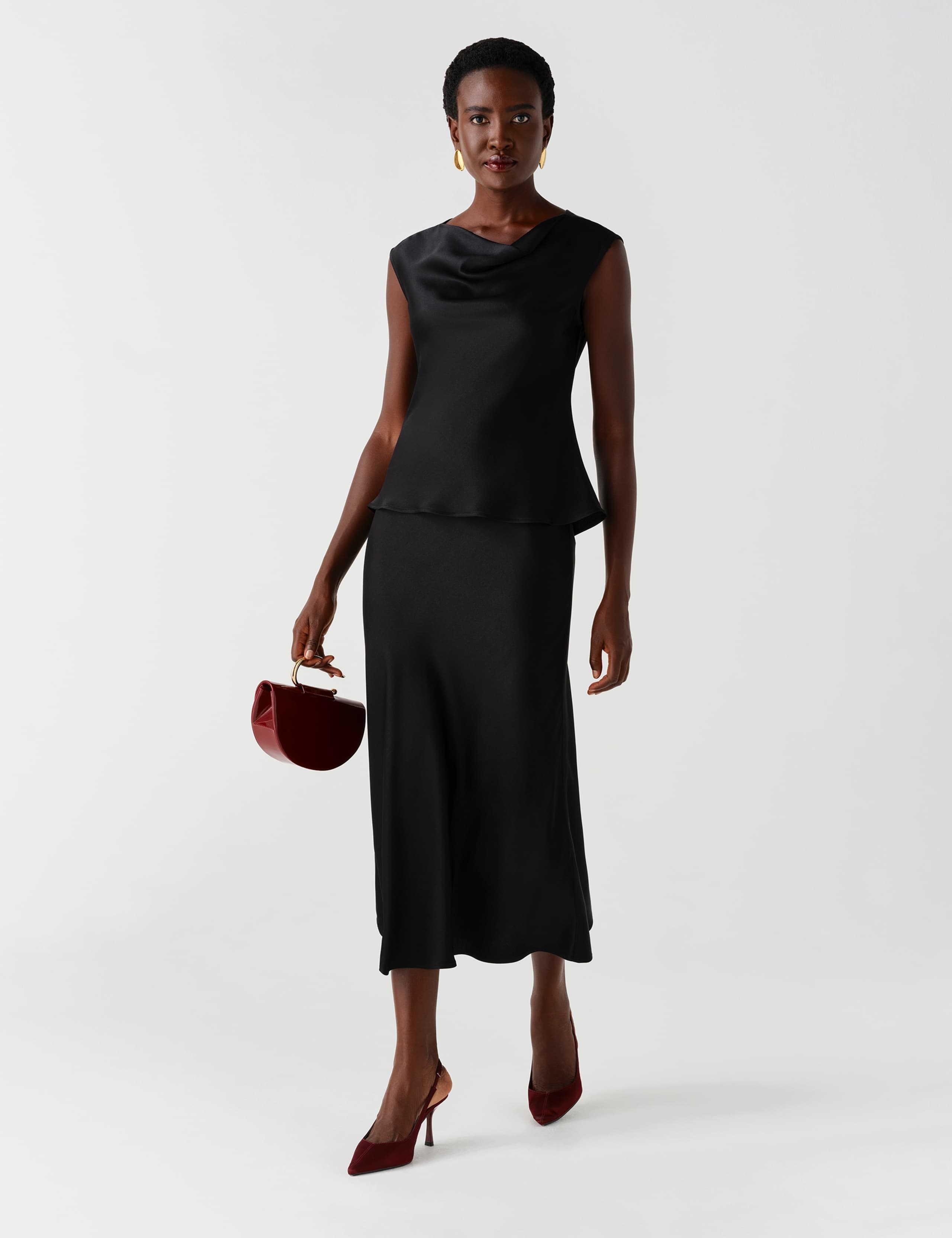 Satin Crepe Midi Slip Skirt 6 of 10