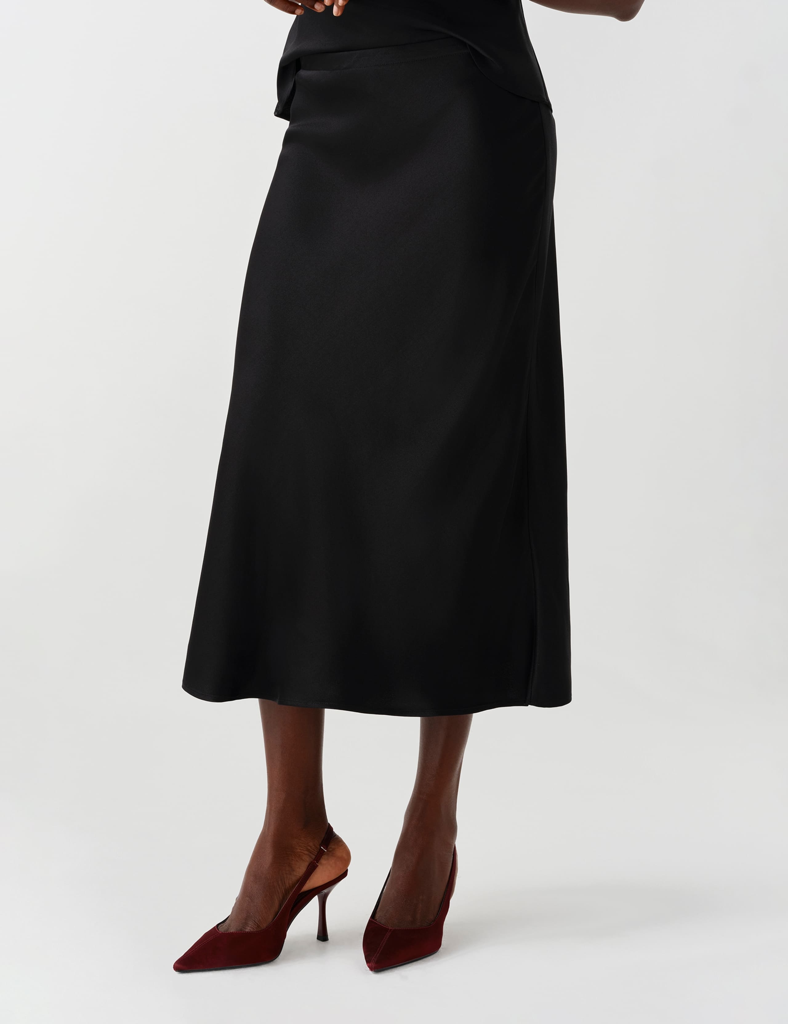 Satin Crepe Midi Slip Skirt 8 of 10