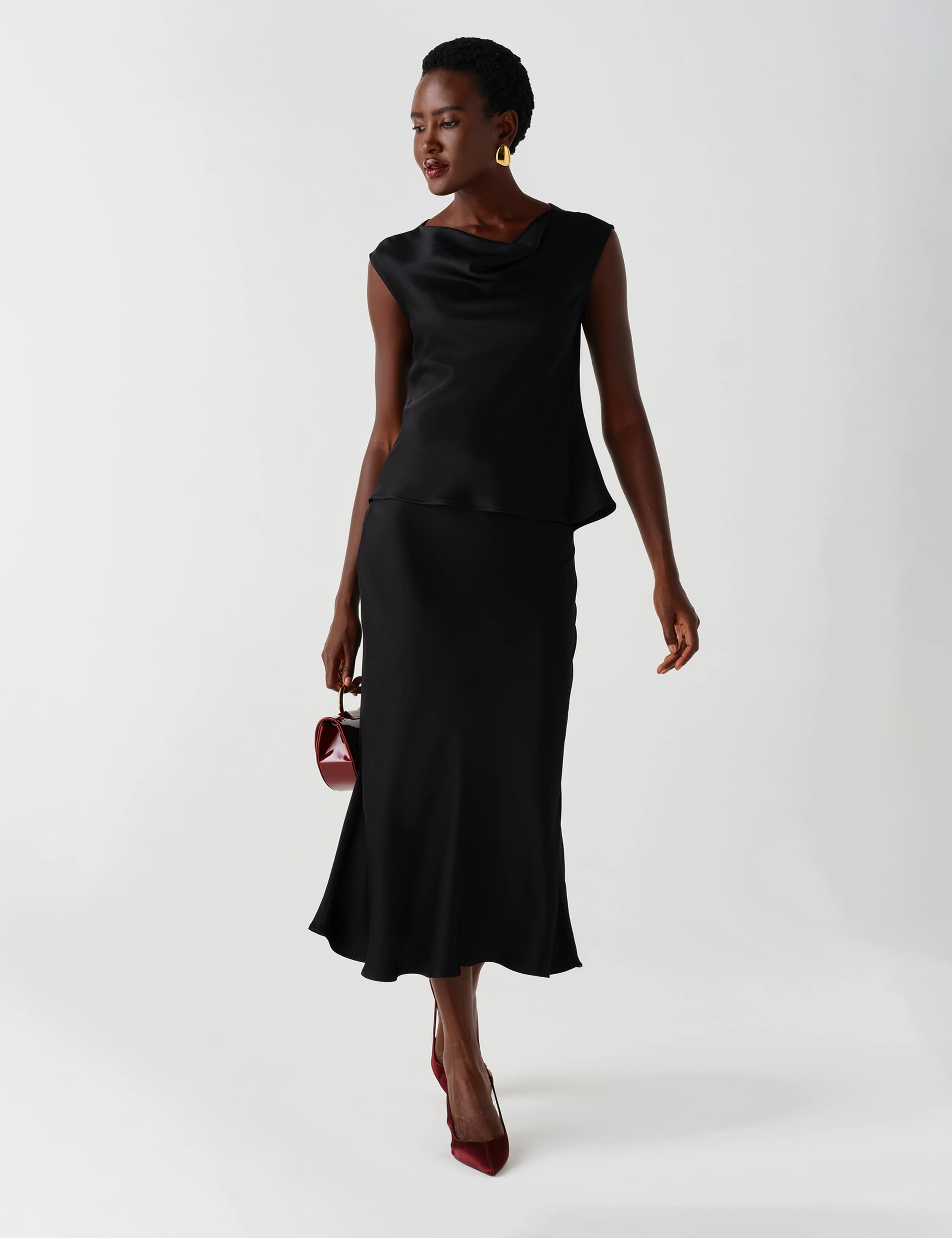 Satin Crepe Midi Slip Skirt 10 of 10