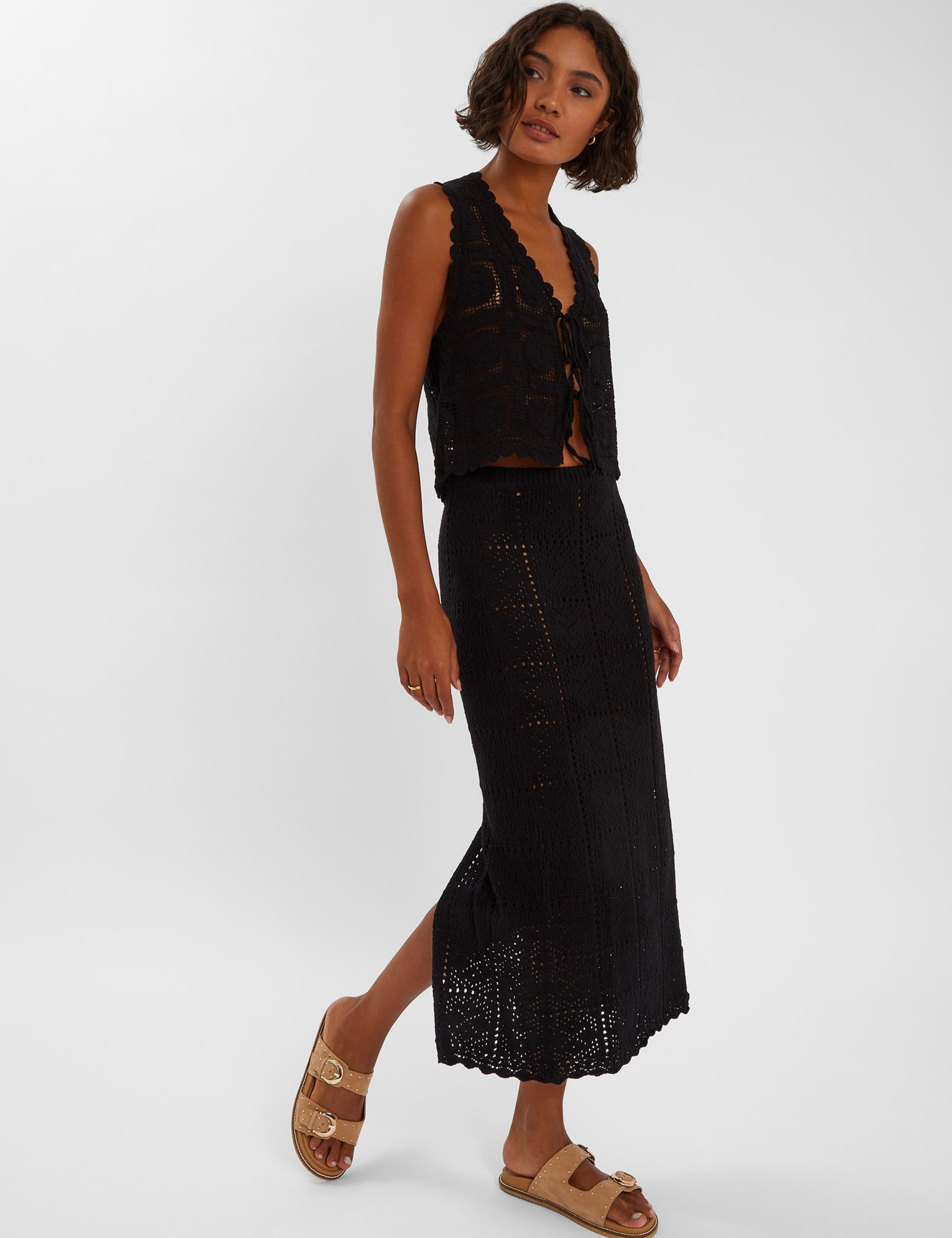 Pure Cotton Crochet Maxi Beach Skirt 2 of 3