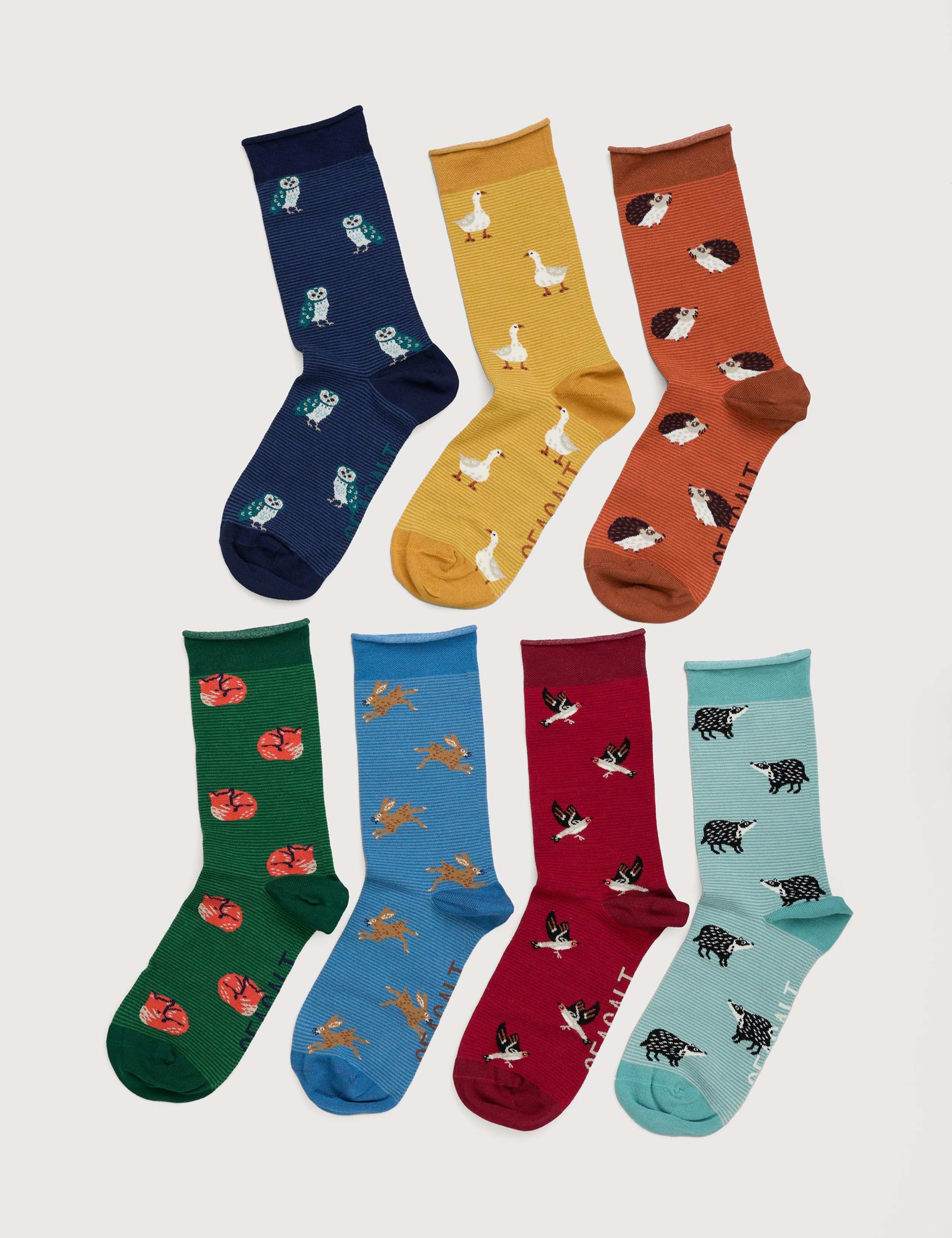 7pk Wildlife Patterned Ankle High Socks 2 of 3