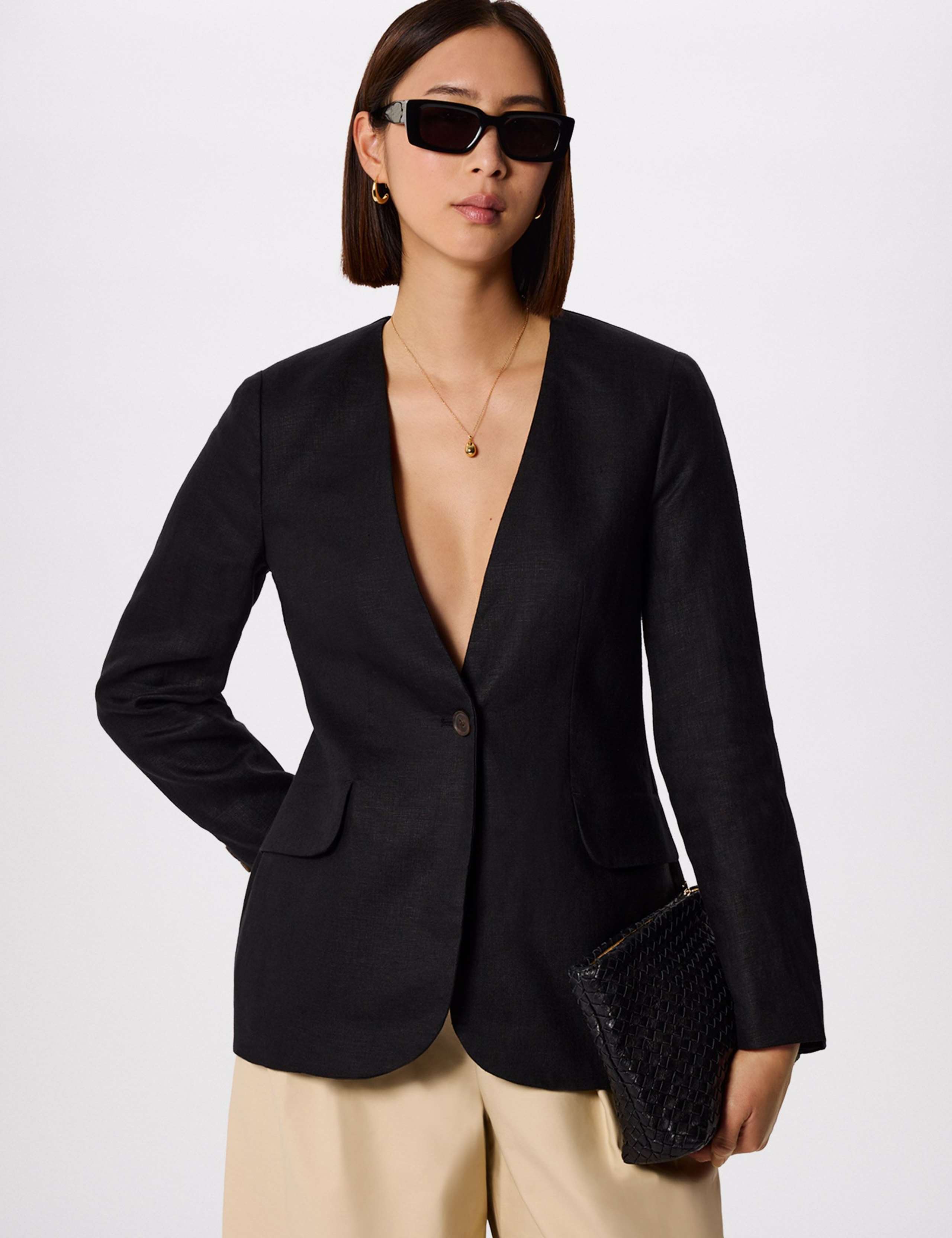 Pure Linen Collarless Blazer 4 of 7