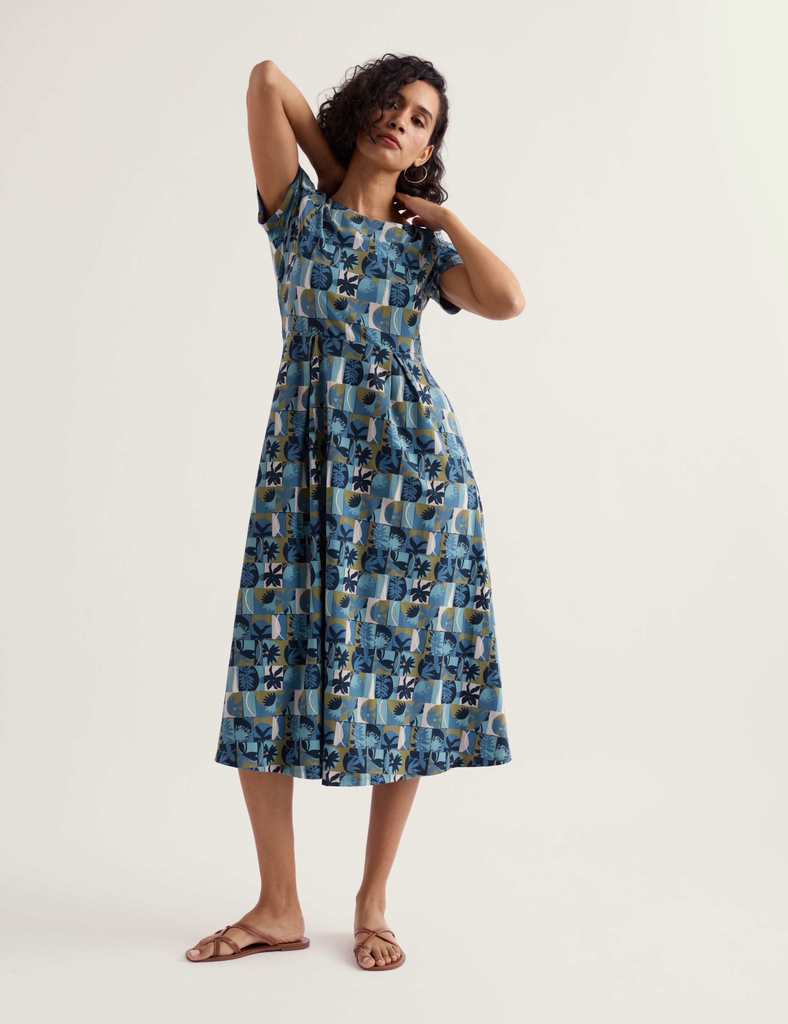 Cotton Rich Printed Midi T-Shirt Dress 1 of 5