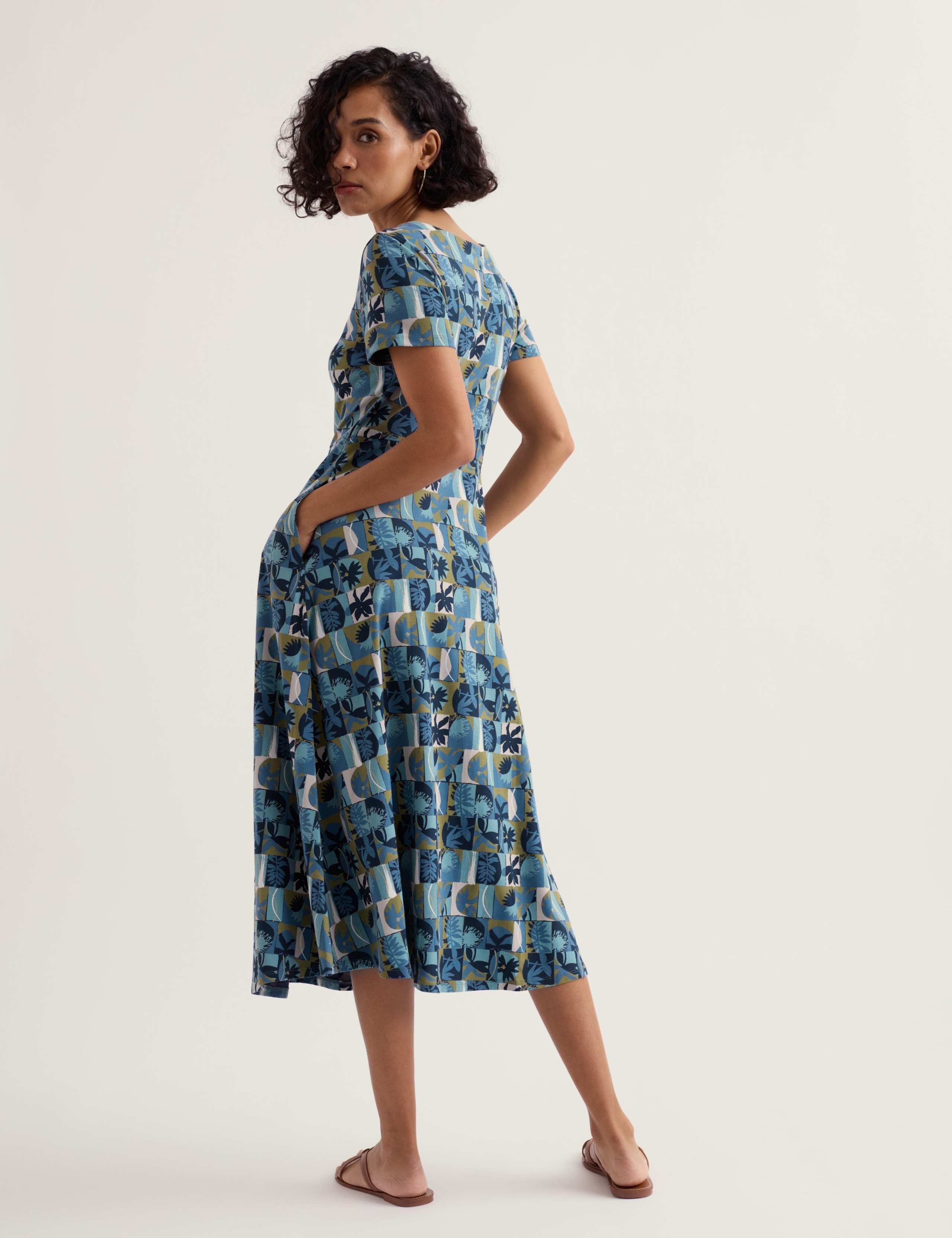 Cotton Rich Printed Midi T-Shirt Dress 3 of 5
