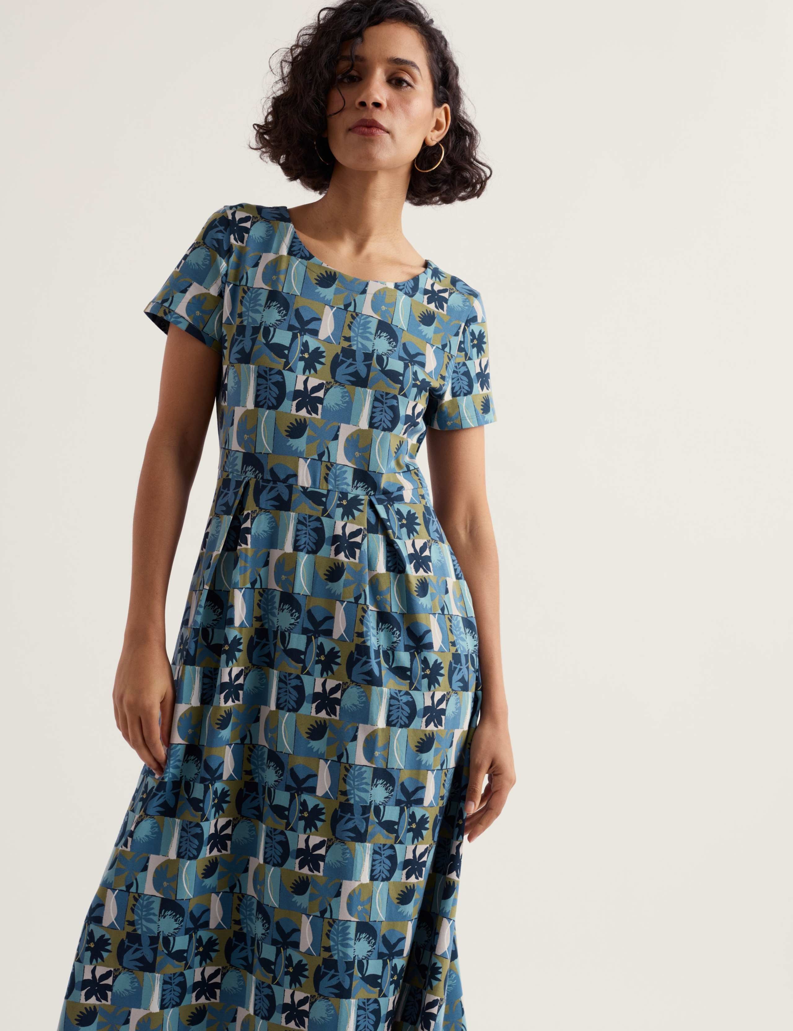 Cotton Rich Printed Midi T-Shirt Dress 4 of 5