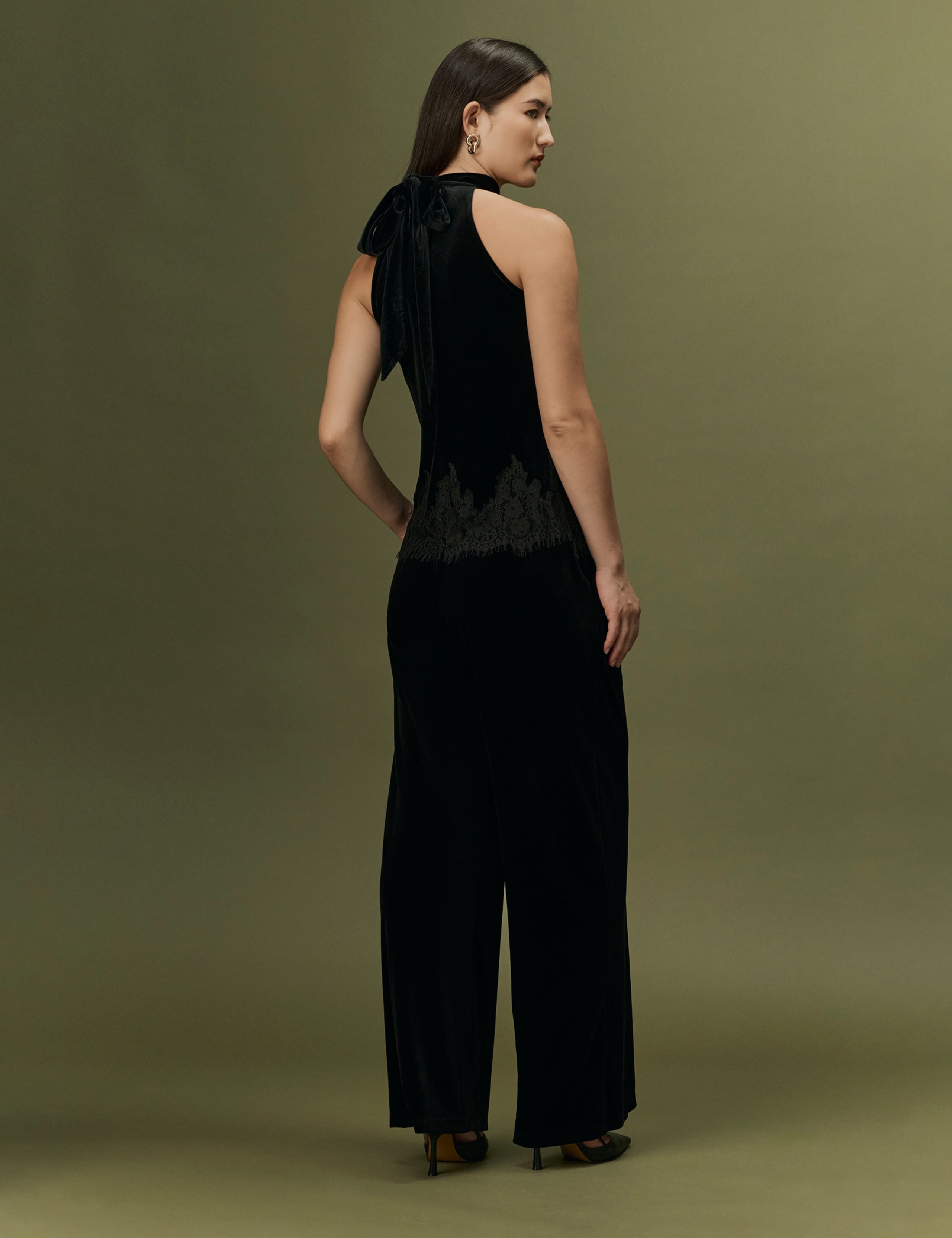 Velvet Pleat Front Wide Leg Trousers 4 of 12