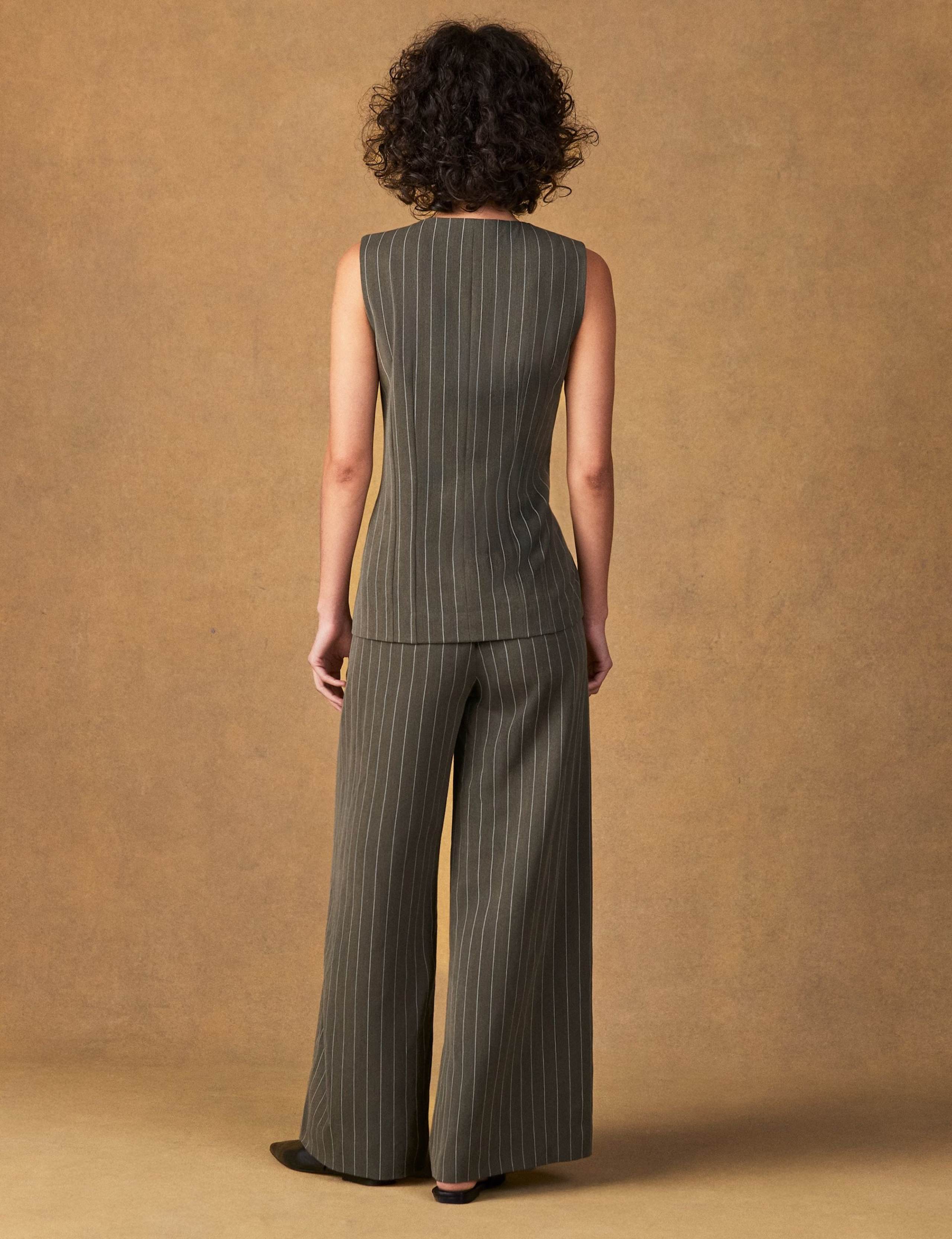 Pinstripe Tailored Wide Leg Trousers 2 of 6