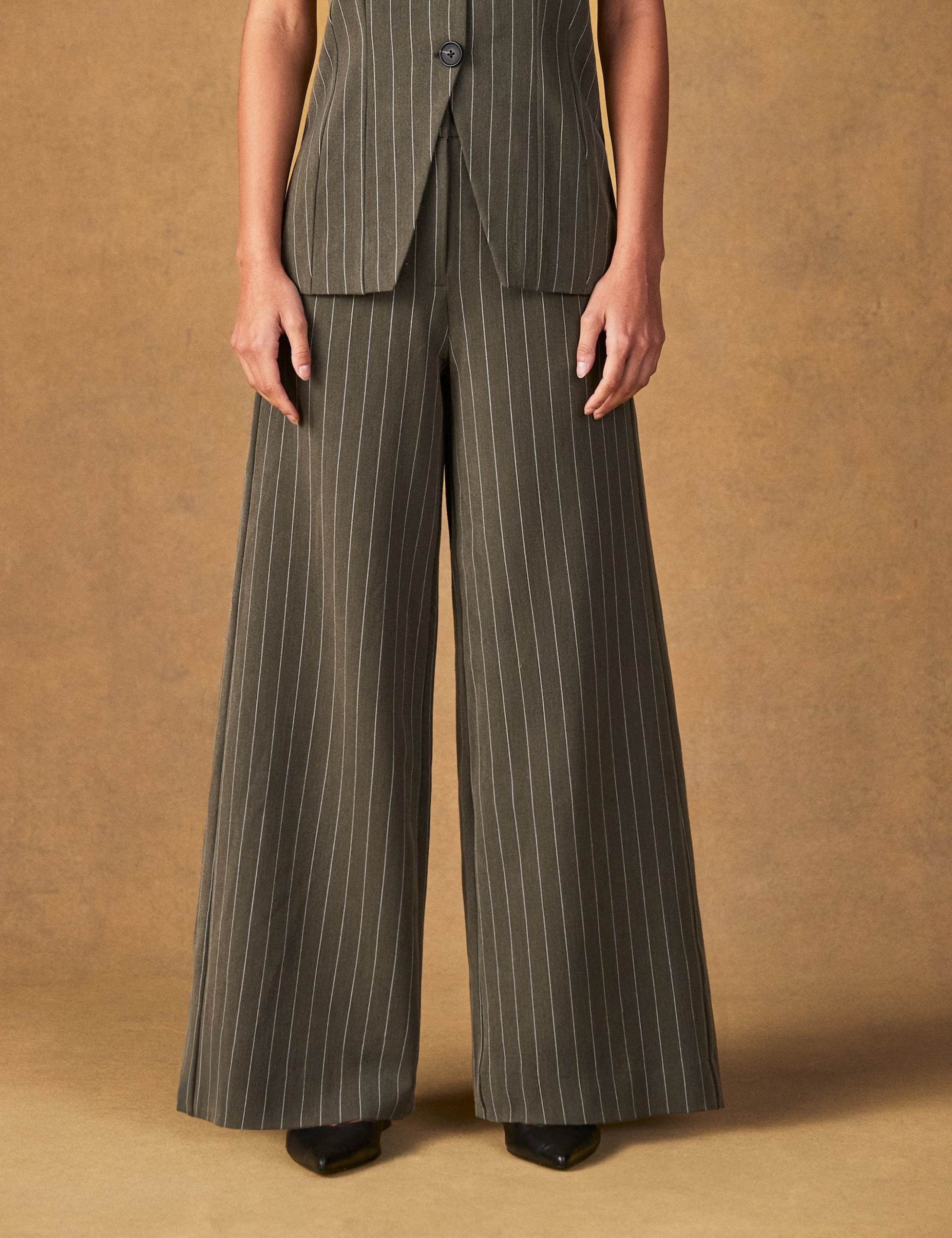 Pinstripe Tailored Wide Leg Trousers 4 of 6