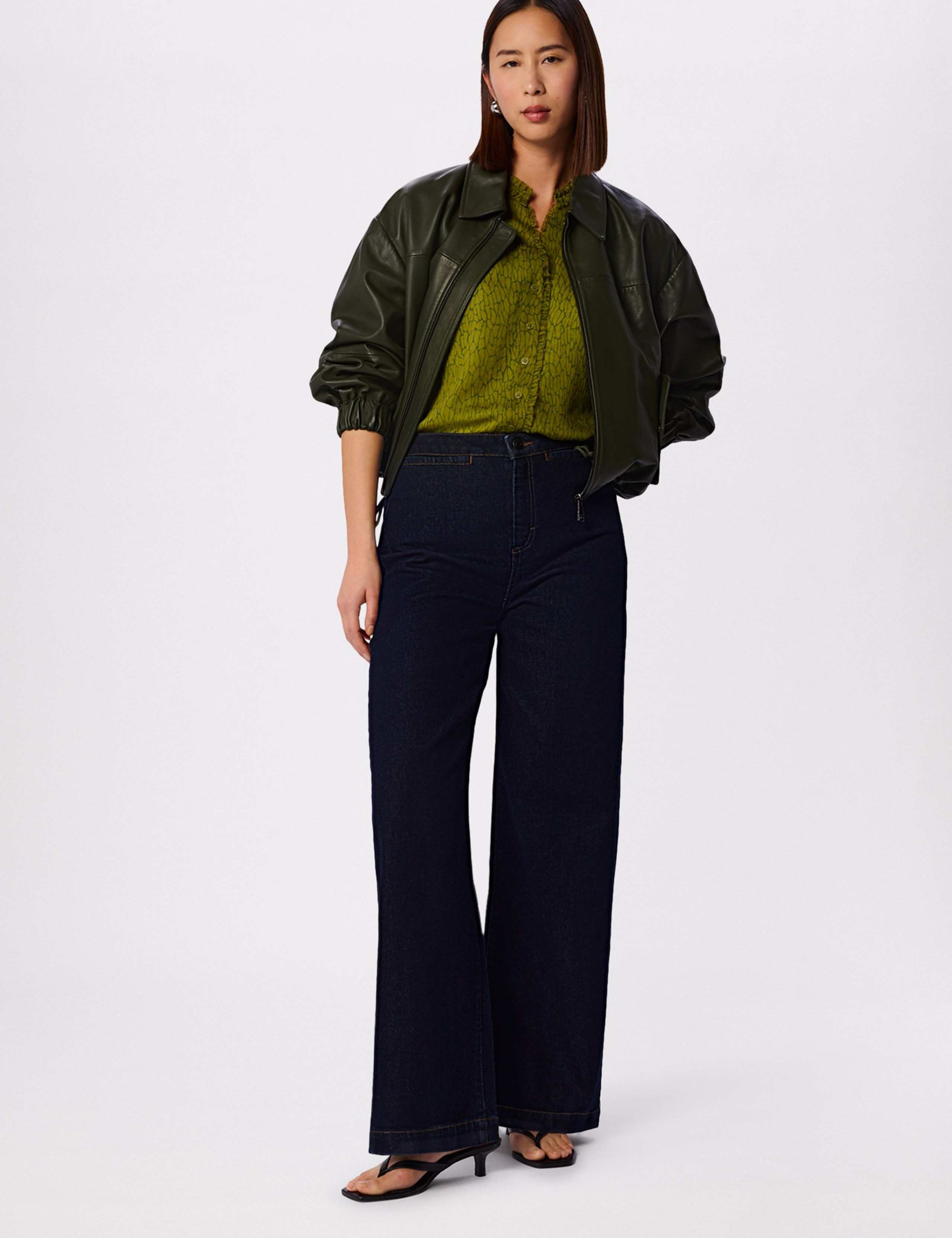 Dragonfly Print V-Neck Ruffle Collar Blouse 3 of 6