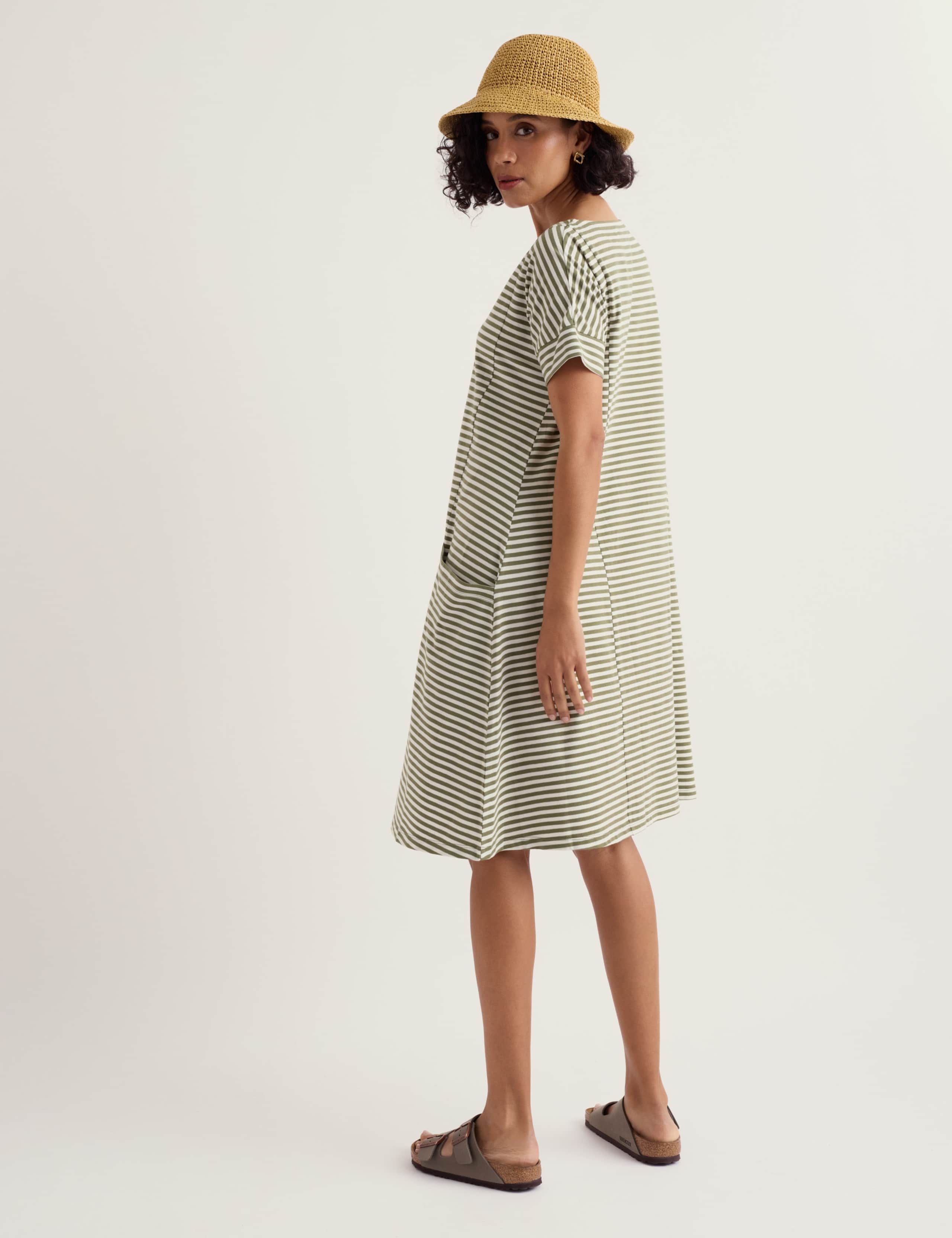 Pure Cotton Jersey Striped Midi Swing Dress 4 of 5