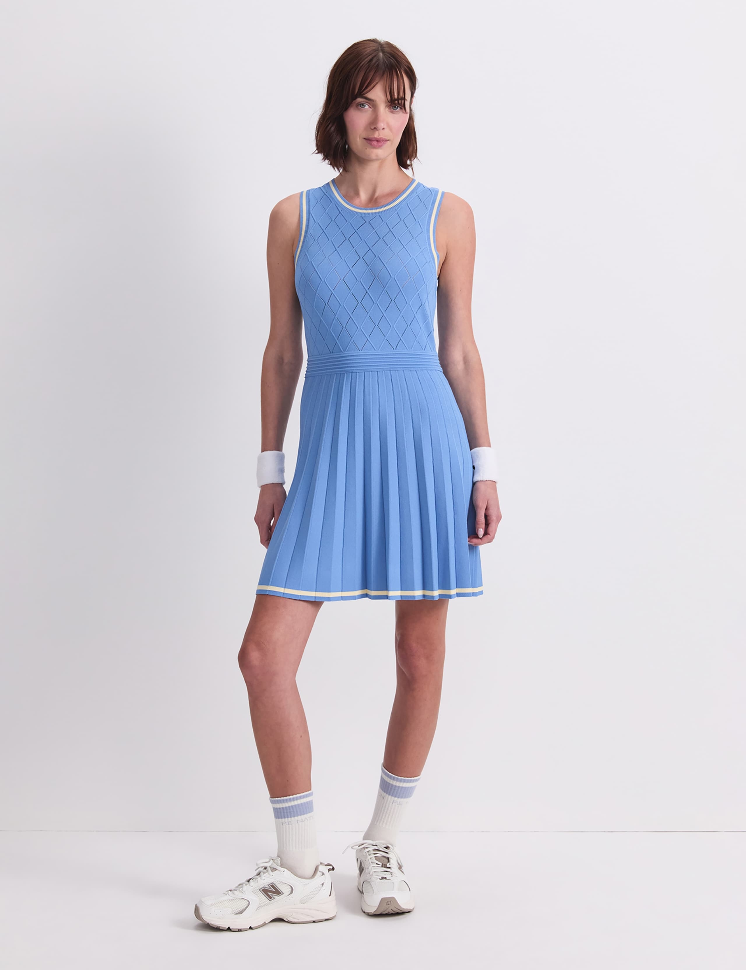 Argyle Pleated Mini Skater Dress 1 of 7