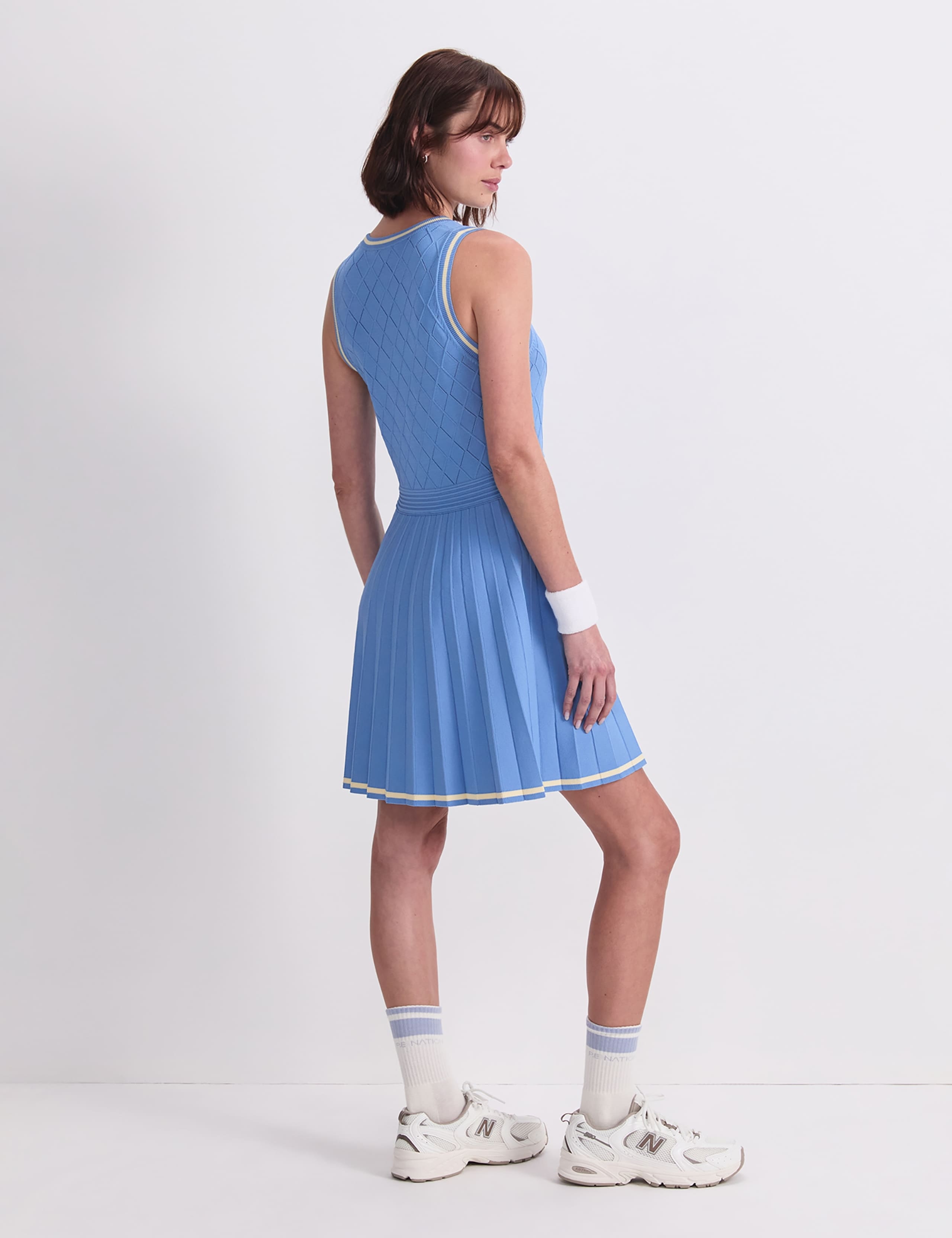 Argyle Pleated Mini Skater Dress 2 of 7