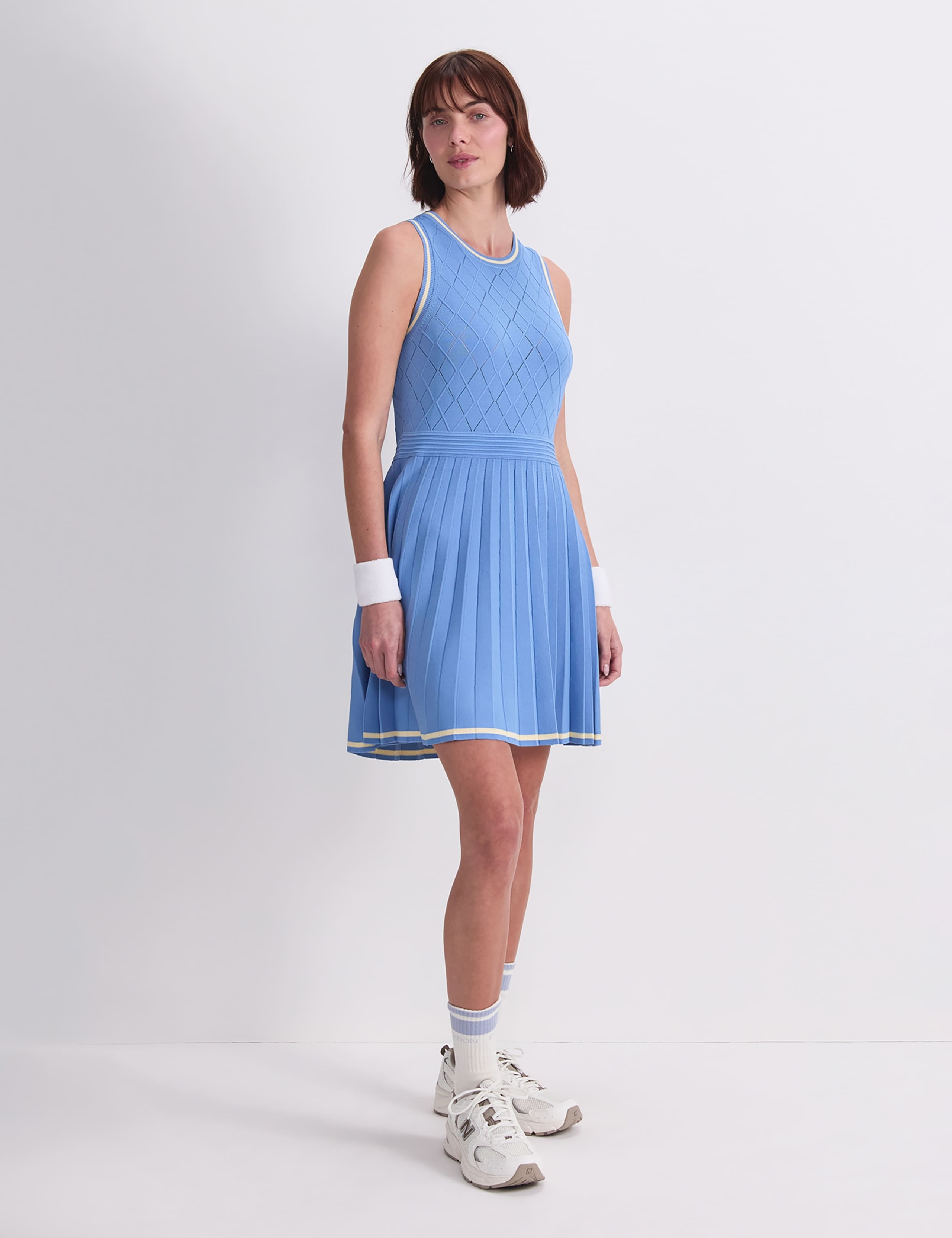 Argyle Pleated Mini Skater Dress 3 of 7