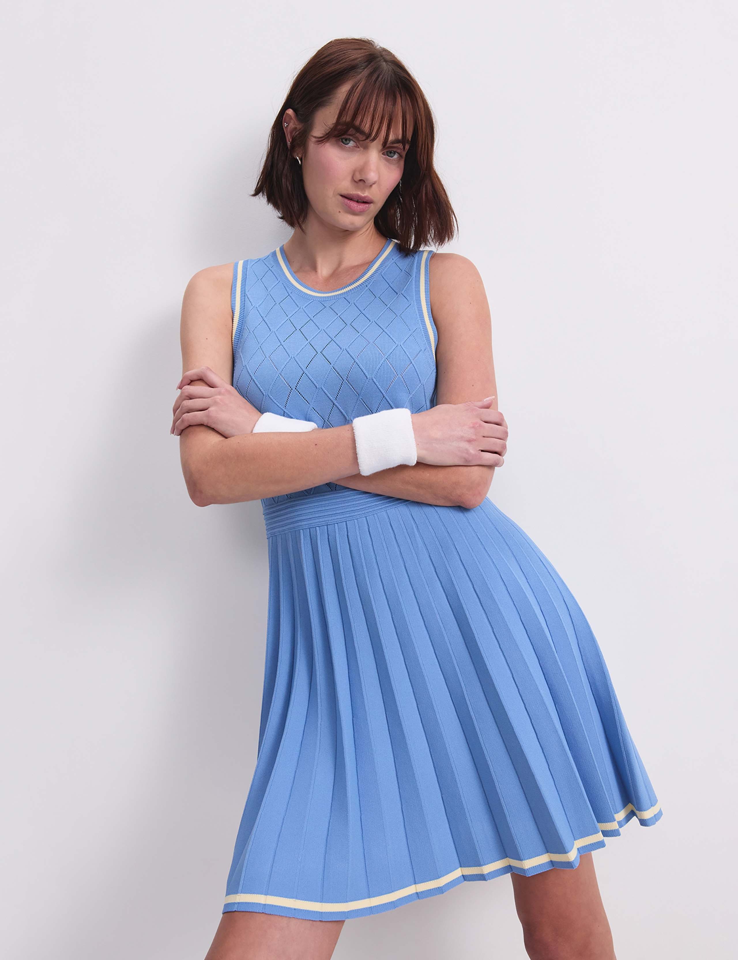 Argyle Pleated Mini Skater Dress 5 of 7