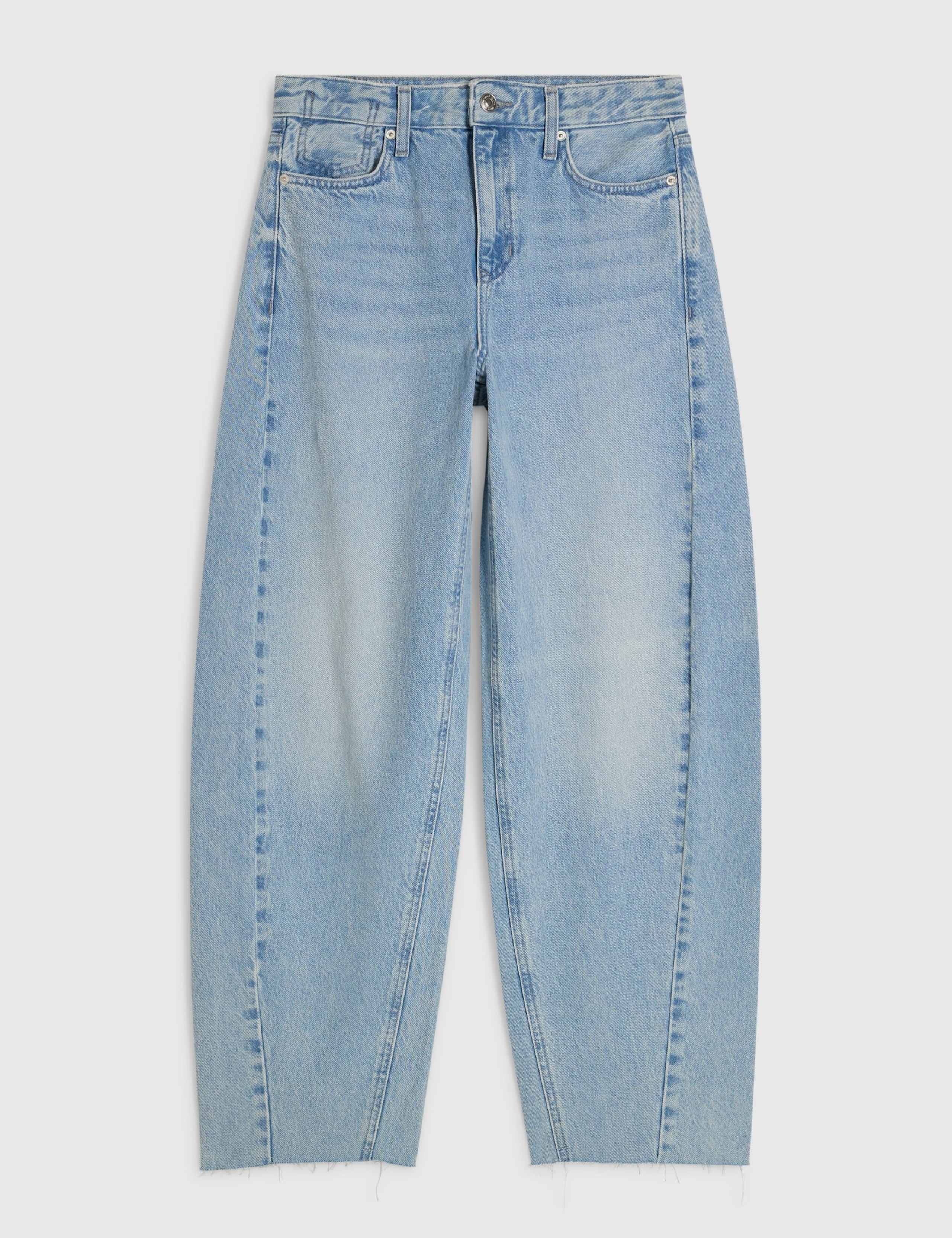 Twist Seam Raw Hem Barrel Jeans 2 of 5
