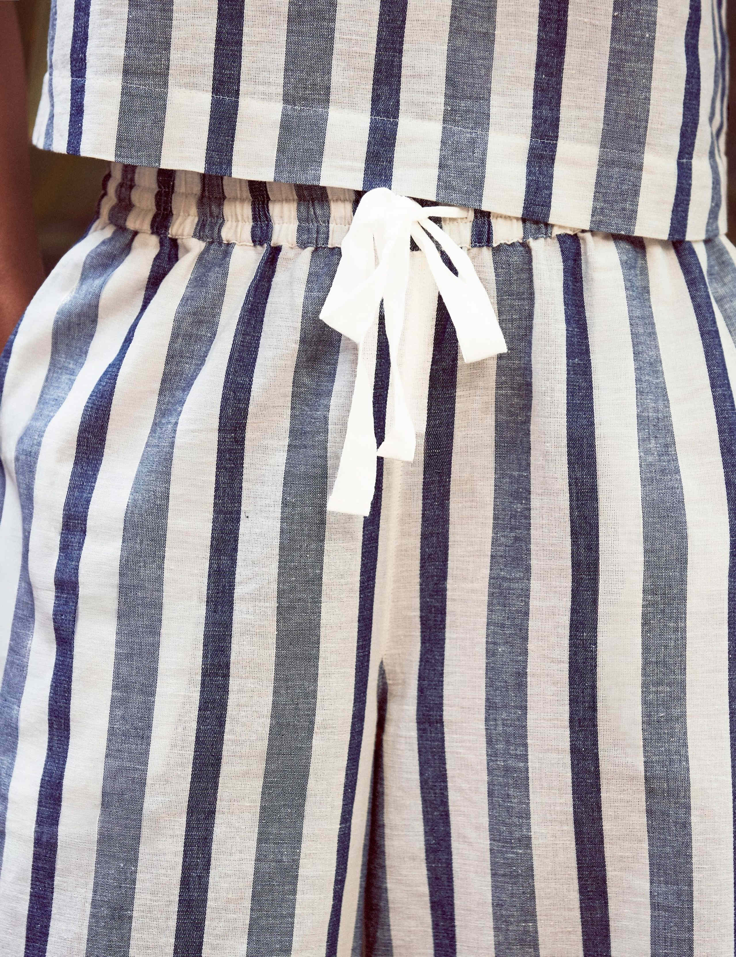 Cotton Rich Striped Wide Leg Trousers with Linen 4 of 5
