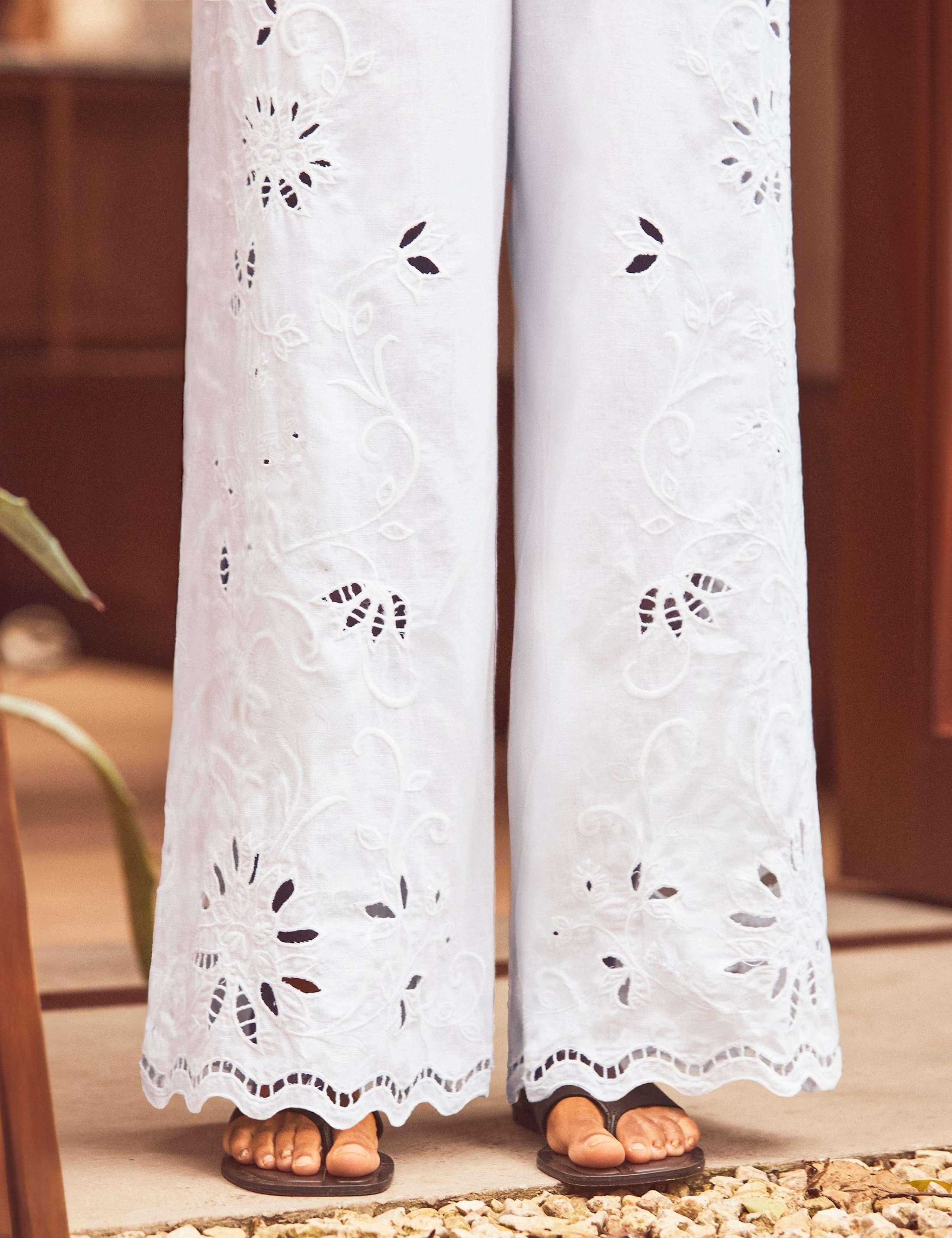 Pure Cotton Cutwork Broderie Trousers 4 of 5