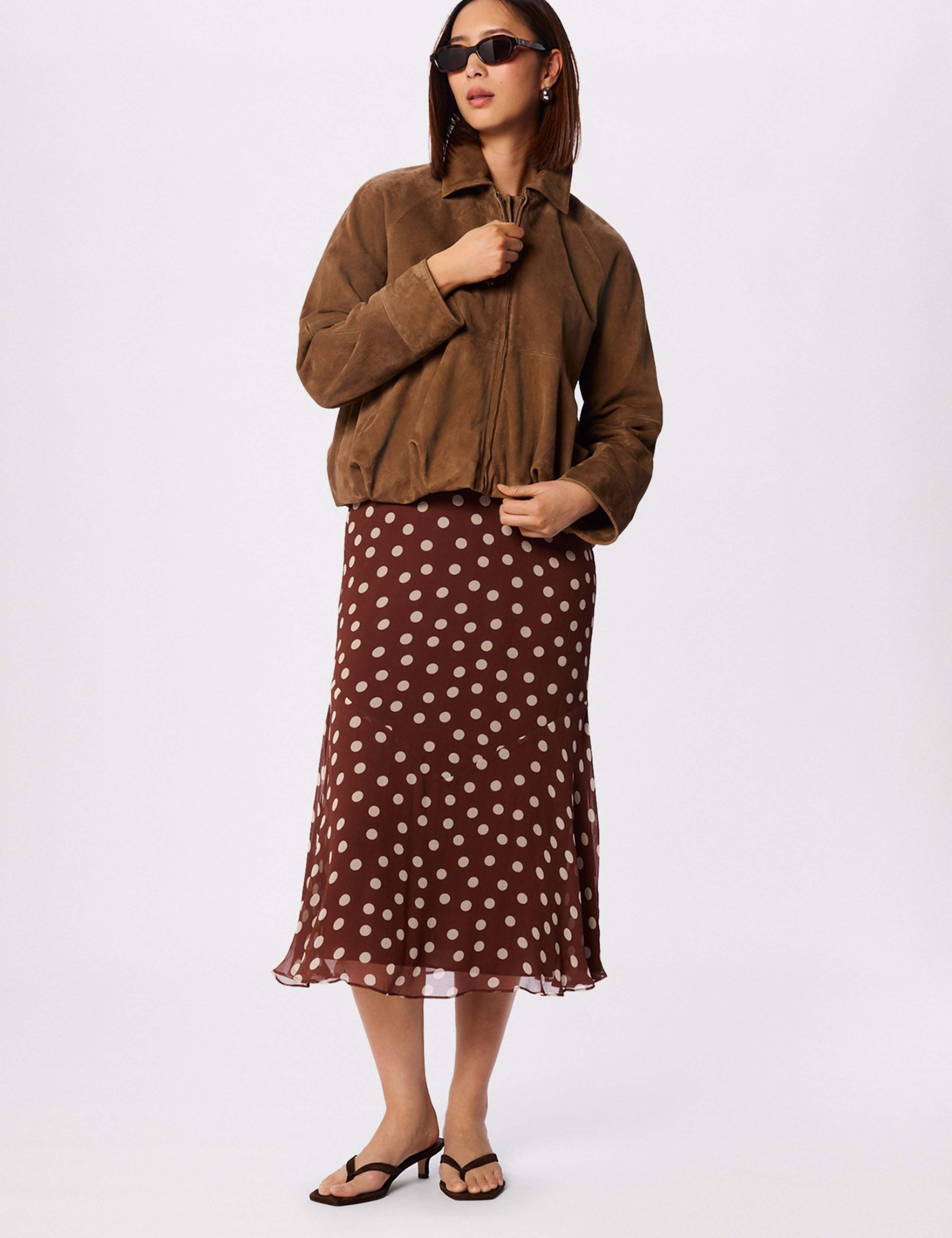 Polka Dot Crew Neck Midi Waisted Dress 3 of 6