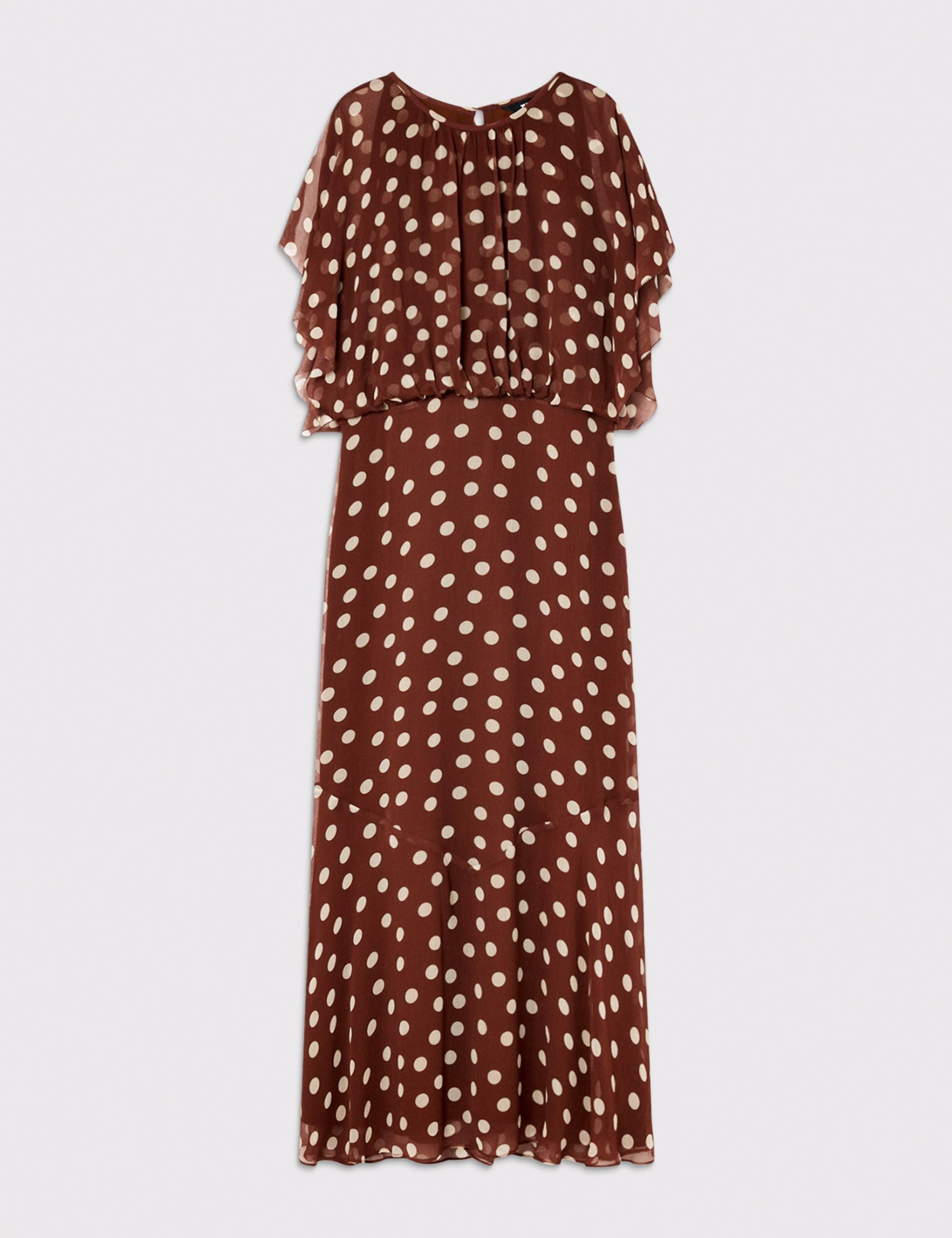 Polka Dot Crew Neck Midi Waisted Dress 2 of 6