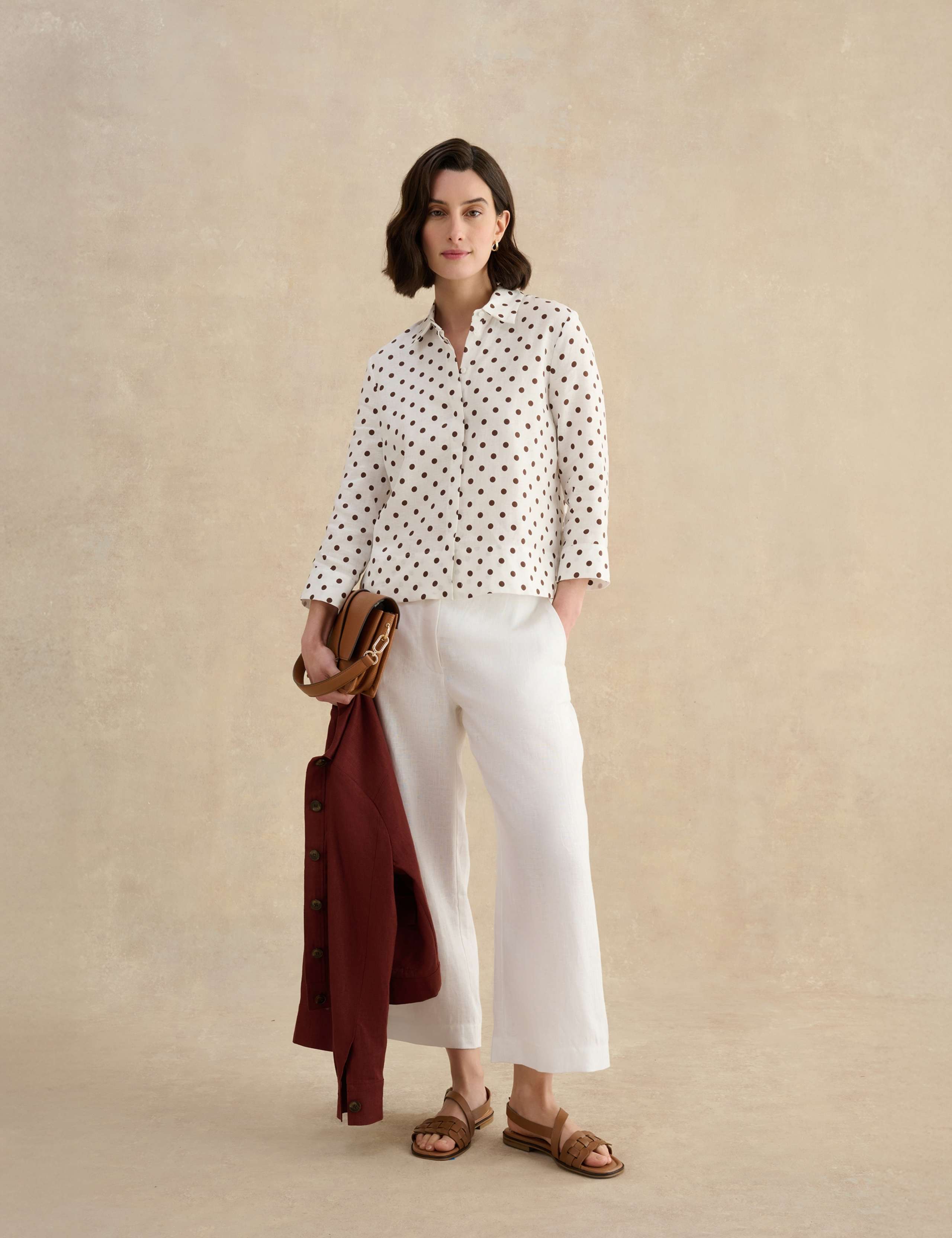 Pure Linen Polka Dot Button Through Shirt 3 of 5