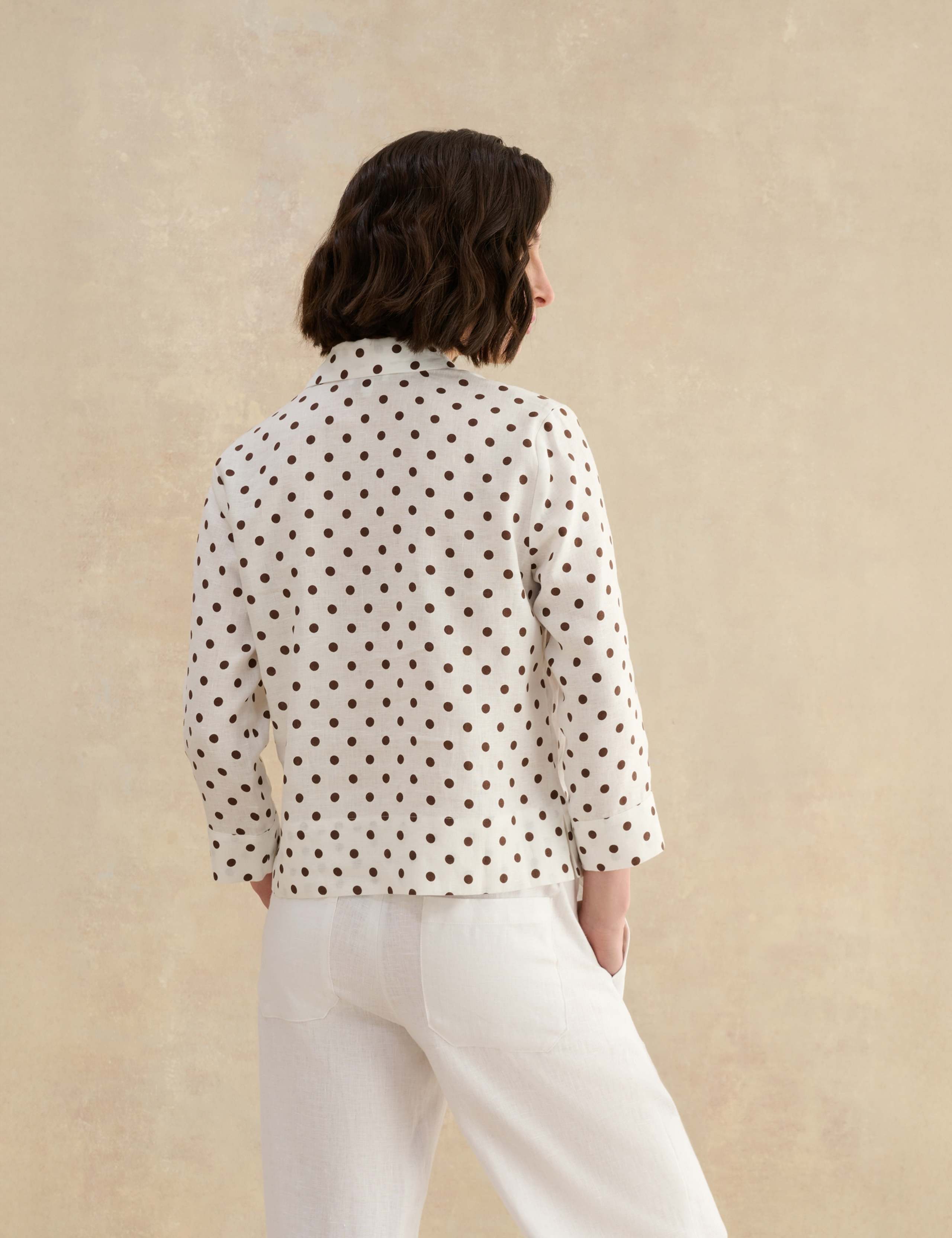 Pure Linen Polka Dot Button Through Shirt 4 of 5