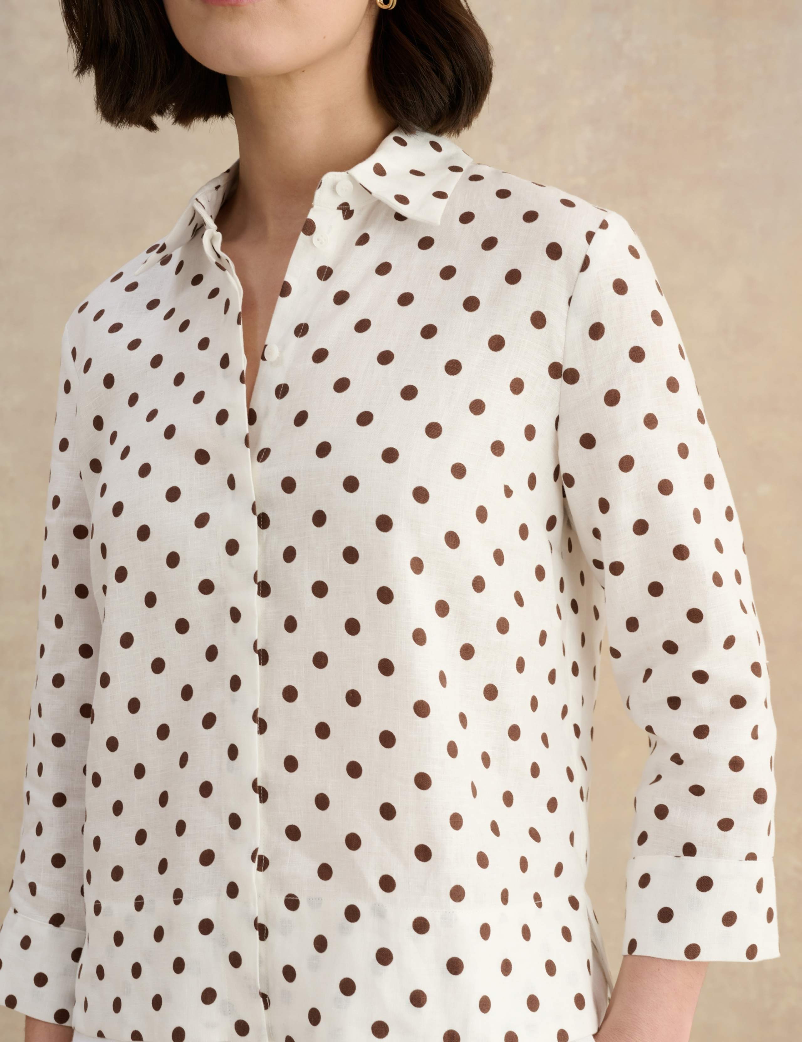 Pure Linen Polka Dot Button Through Shirt 5 of 5