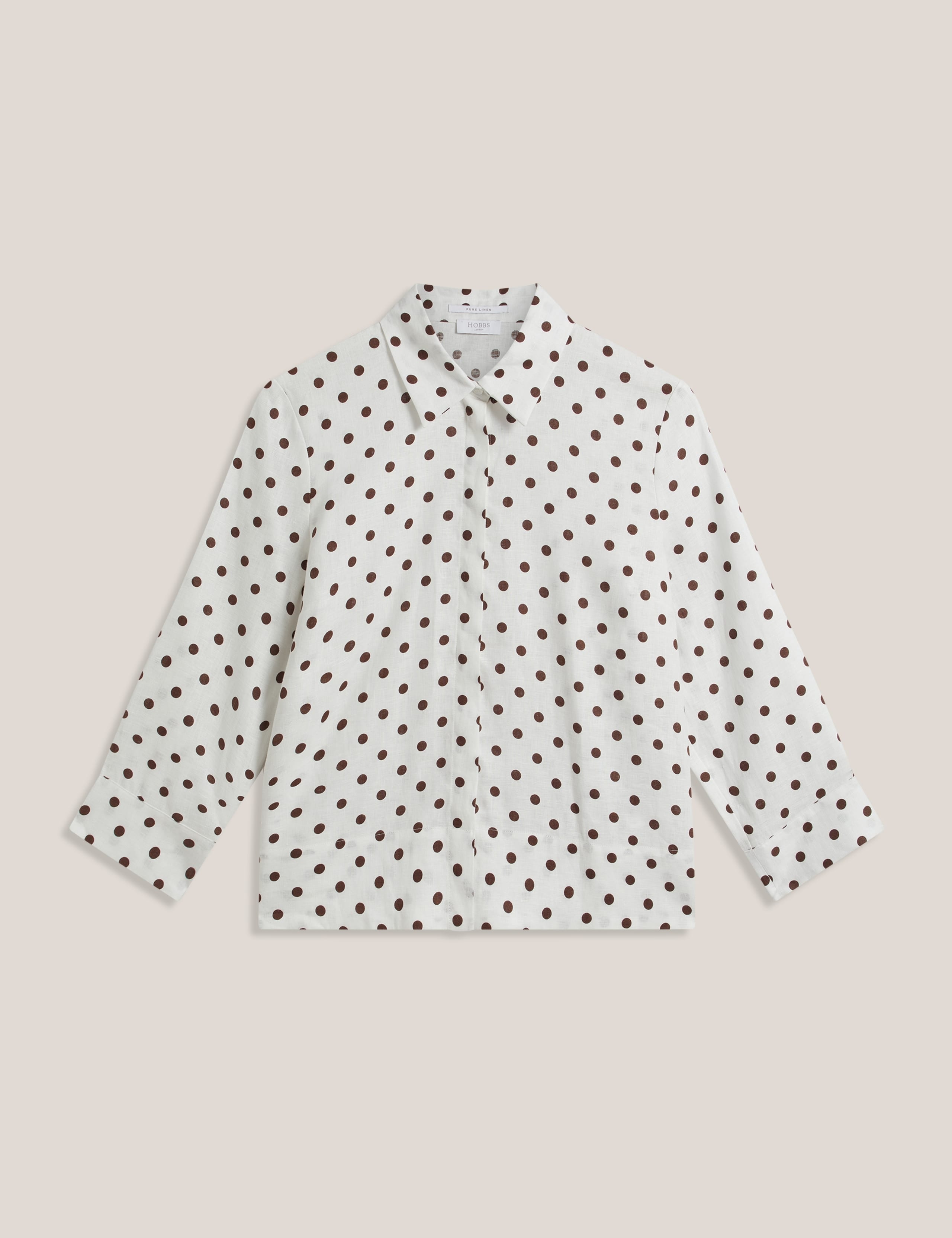 Pure Linen Polka Dot Button Through Shirt 2 of 5
