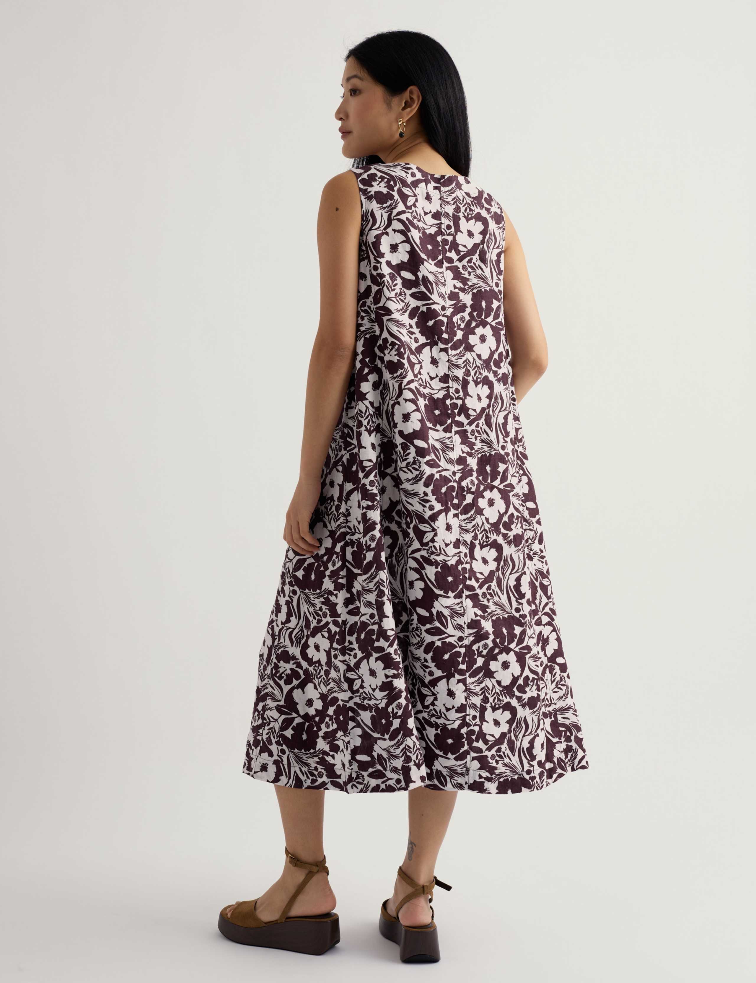 Pure Linen Floral Midi Dress 4 of 5