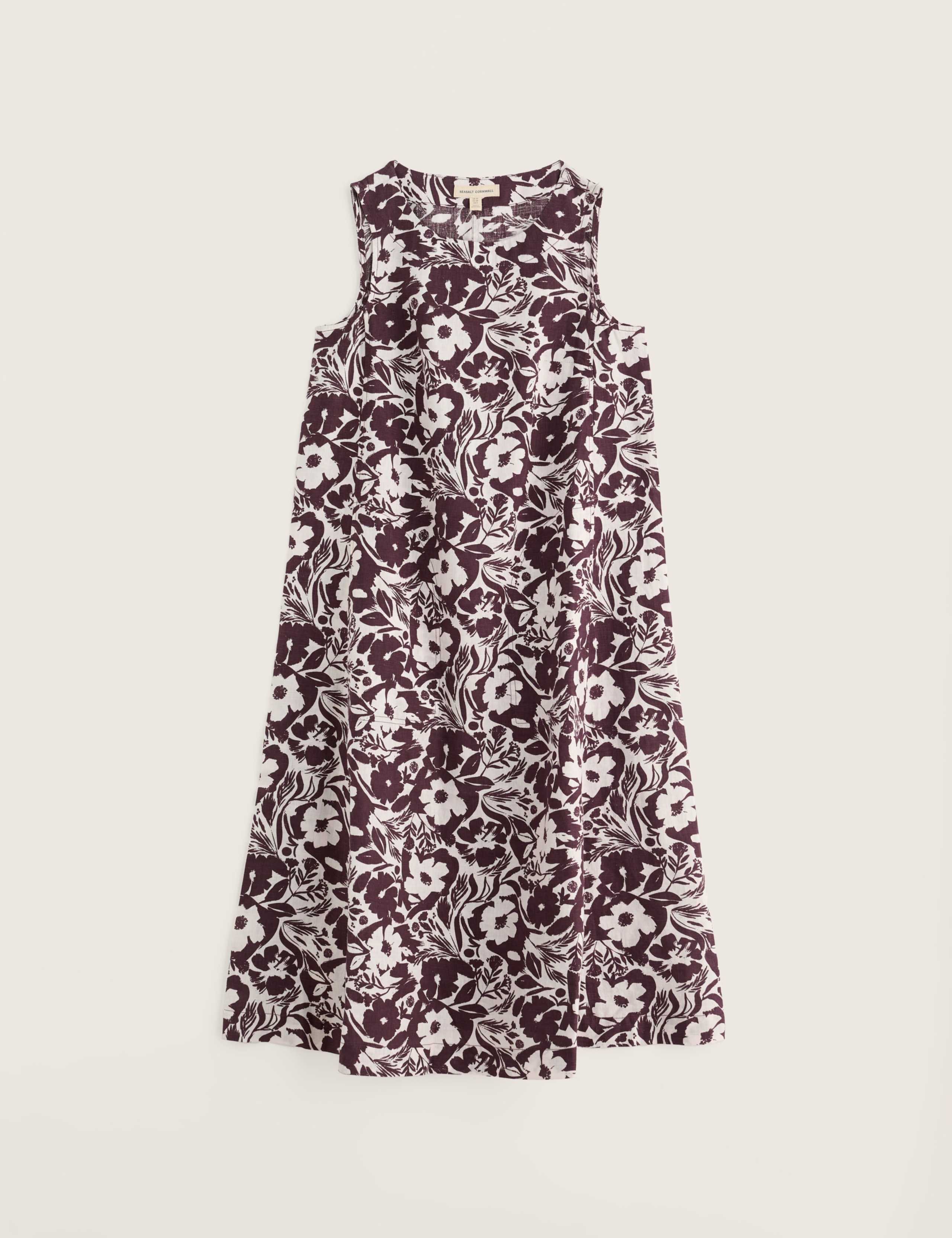 Pure Linen Floral Midi Dress 2 of 5