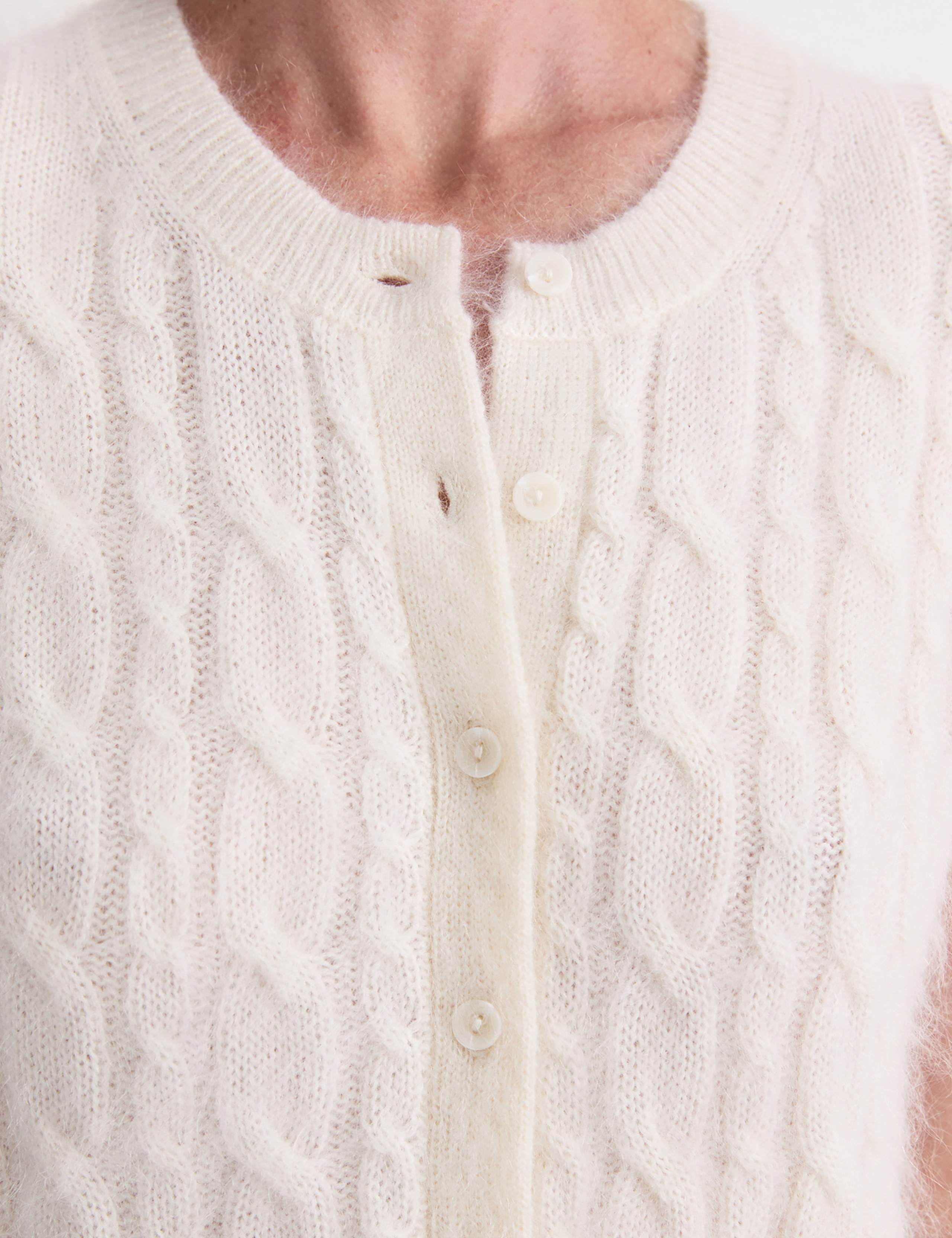 Mohair Blend Cable Knit Button Through Vest 7 of 7
