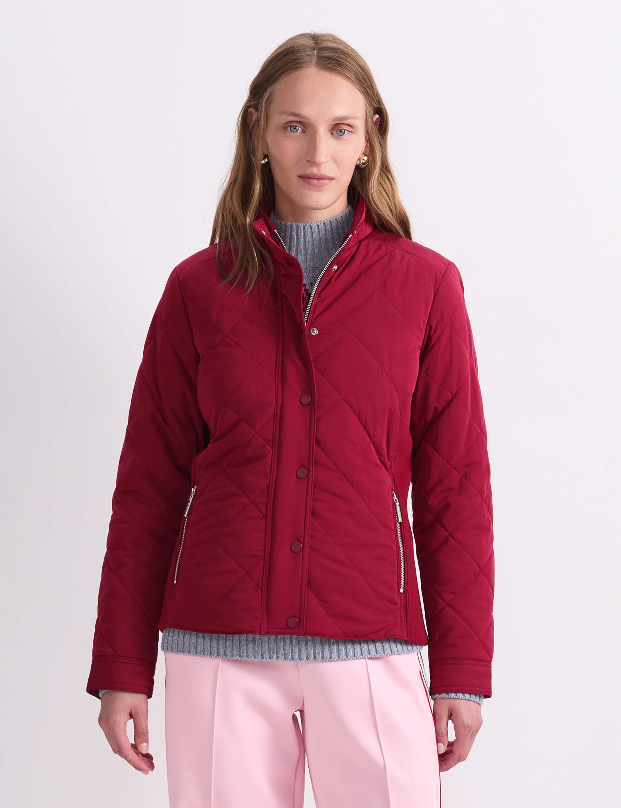 High Neck Zip Up Quilted Jacket 1 of 6