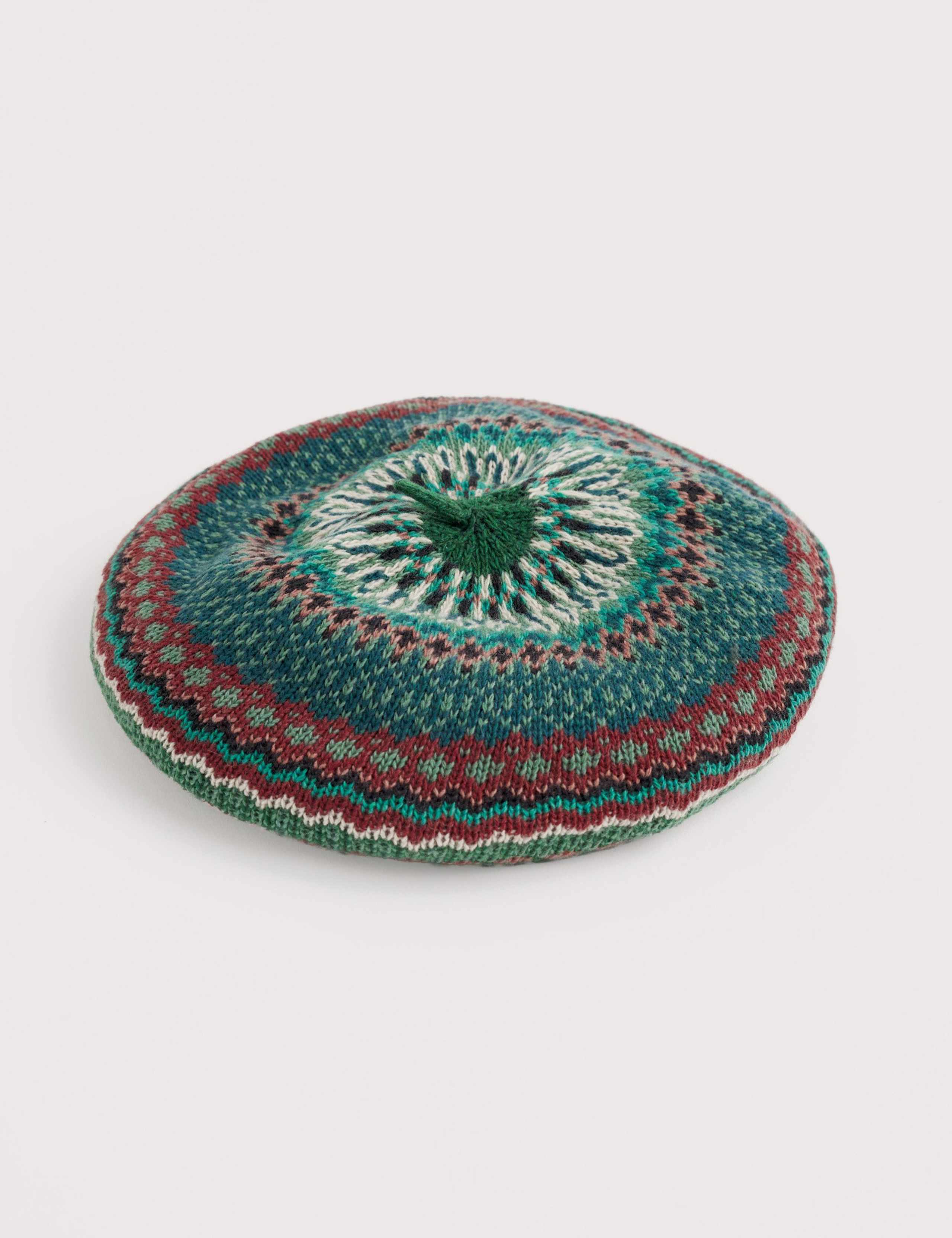 Cotton Blend Jacquard Beret with Wool 2 of 4