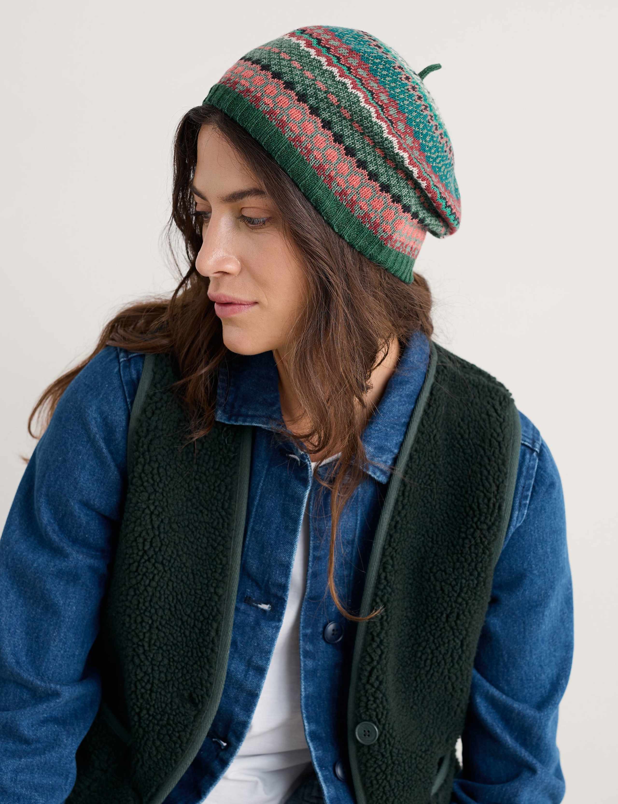 Cotton Blend Jacquard Beret with Wool 3 of 4