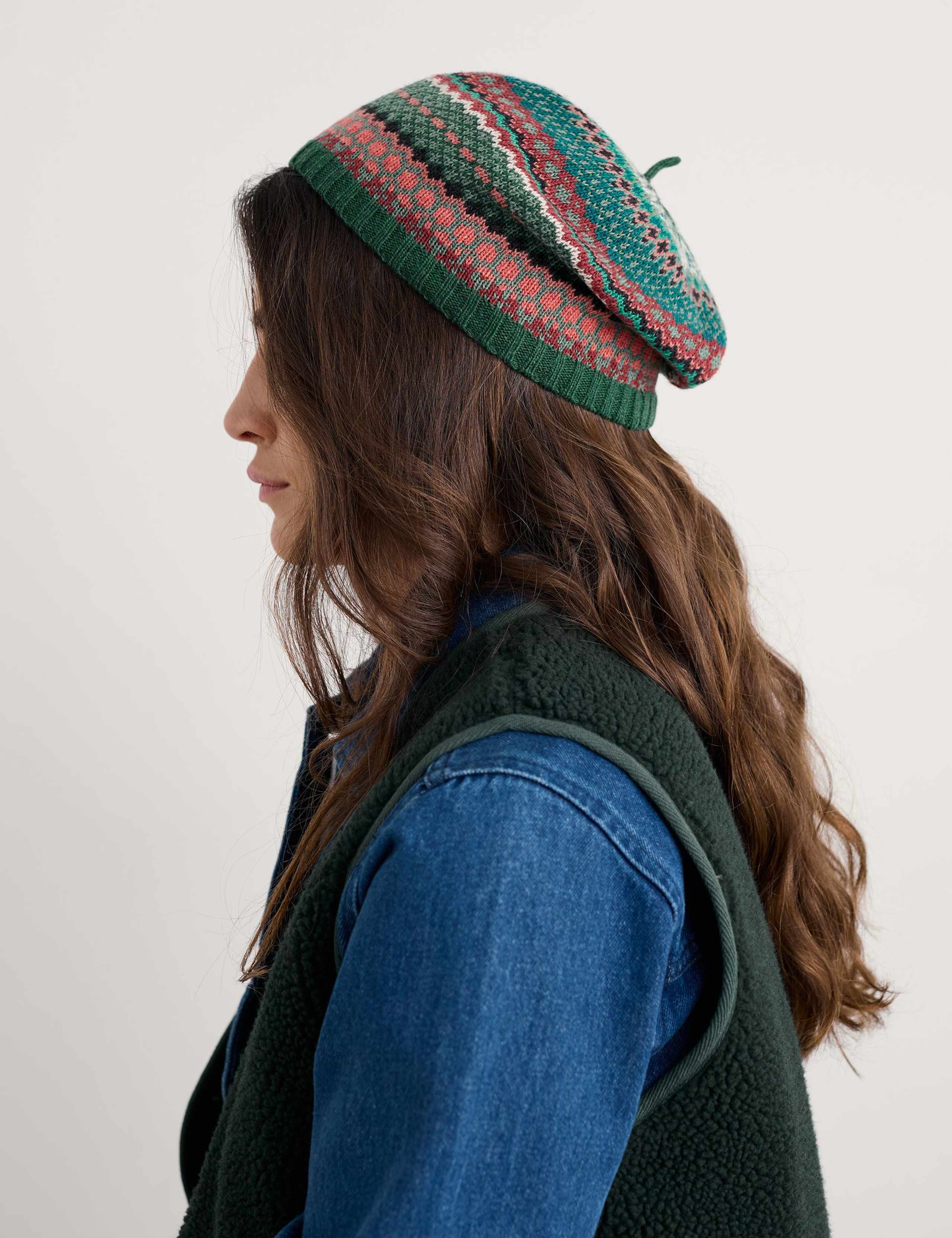 Cotton Blend Jacquard Beret with Wool 4 of 4