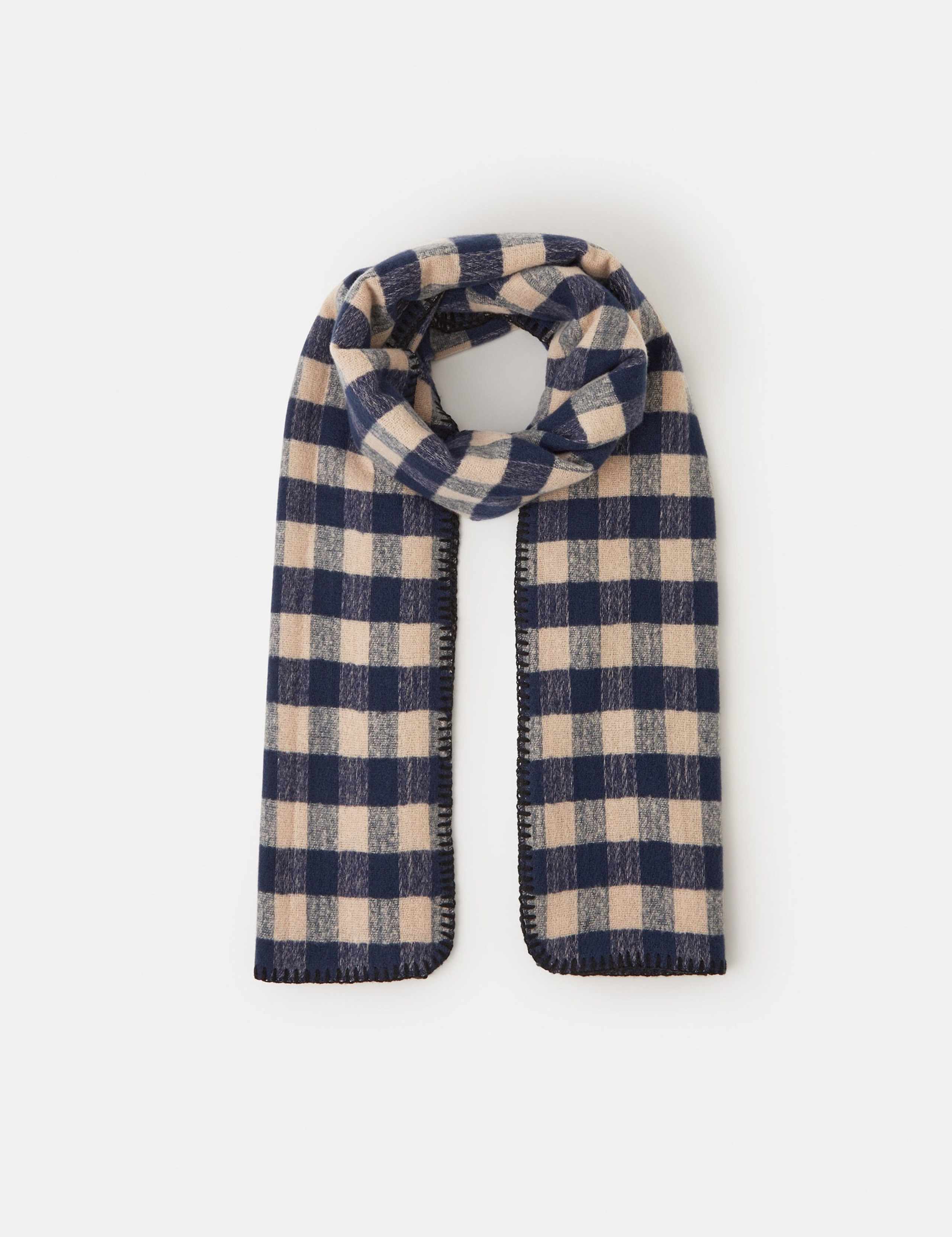 Checked Whipstitch Blanket Scarf 1 of 2