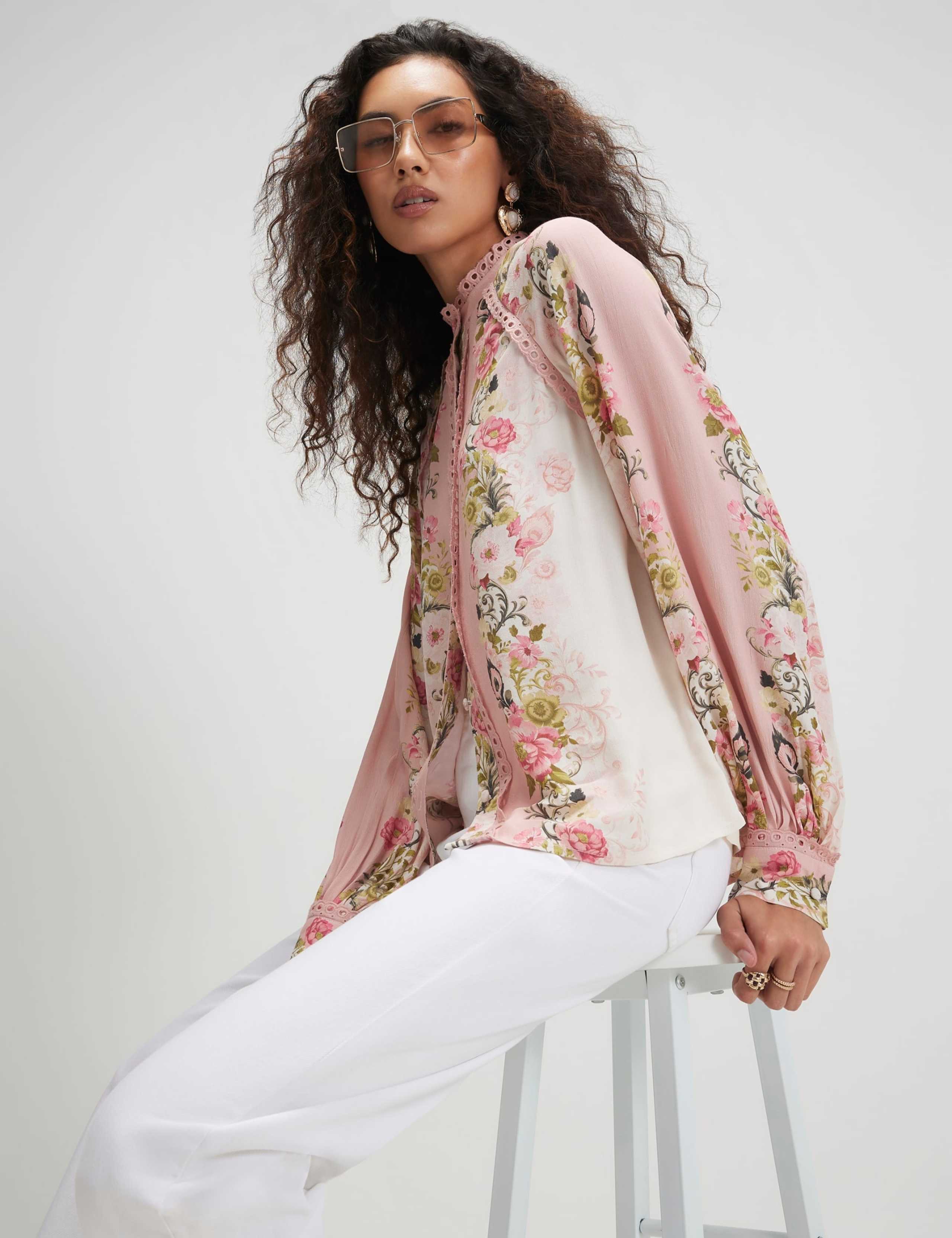Floral Lace Detail Button Through Blouse 5 of 5