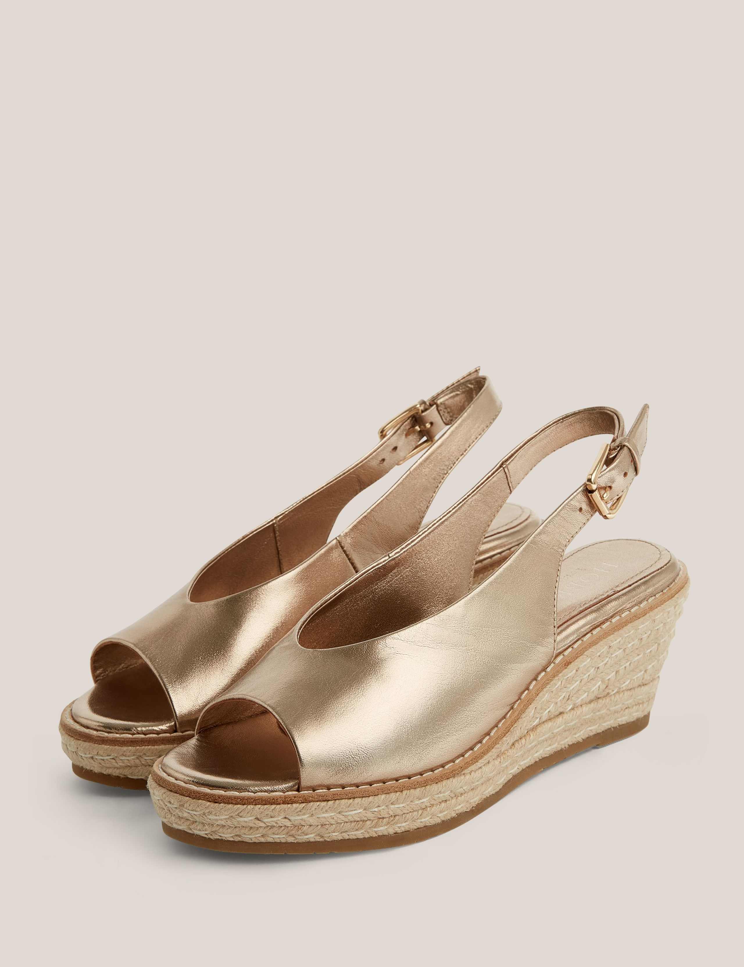 Leather Metallic Wedge Espadrilles 4 of 6