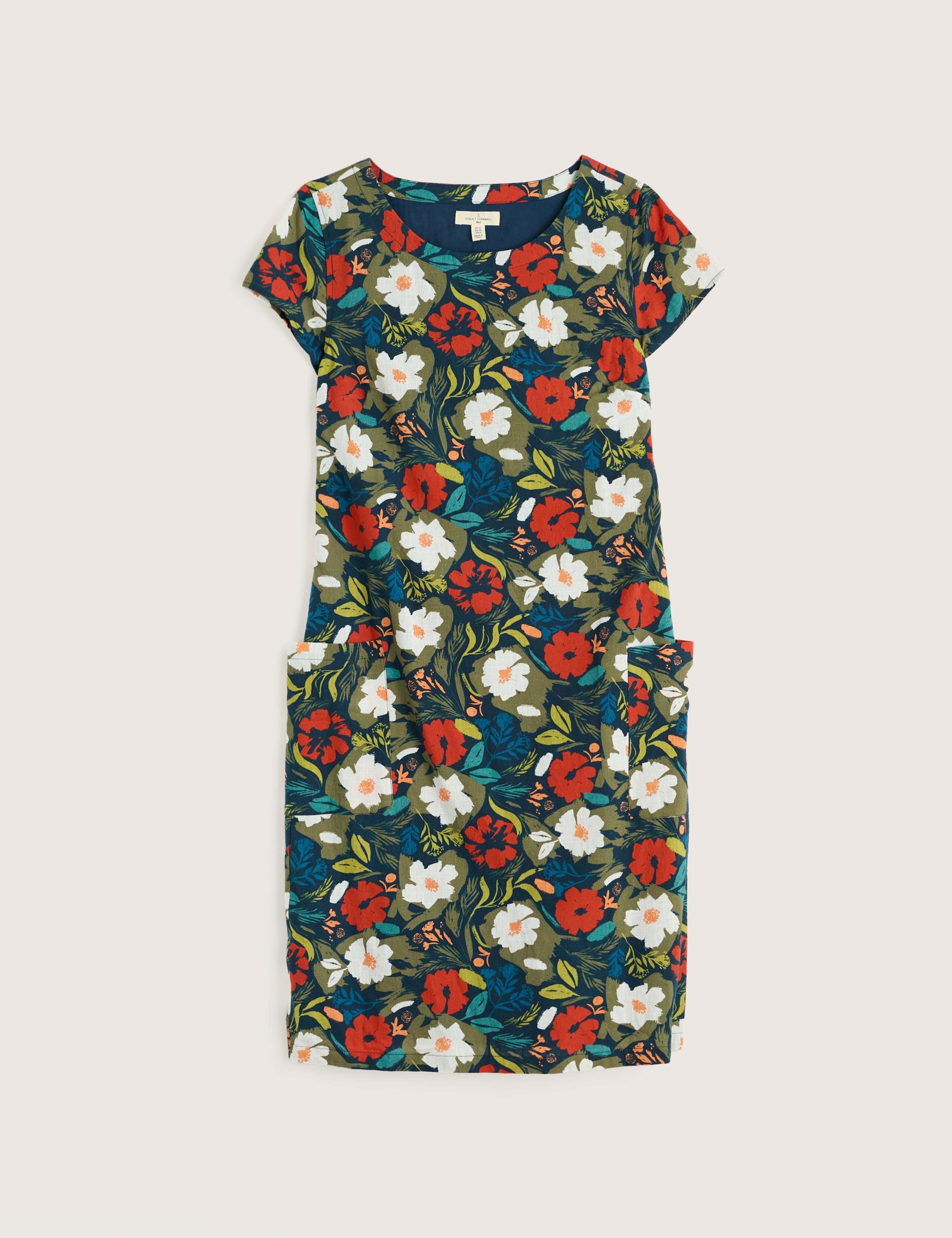 Pure Cotton Floral Knee Length Shift Dress 2 of 5