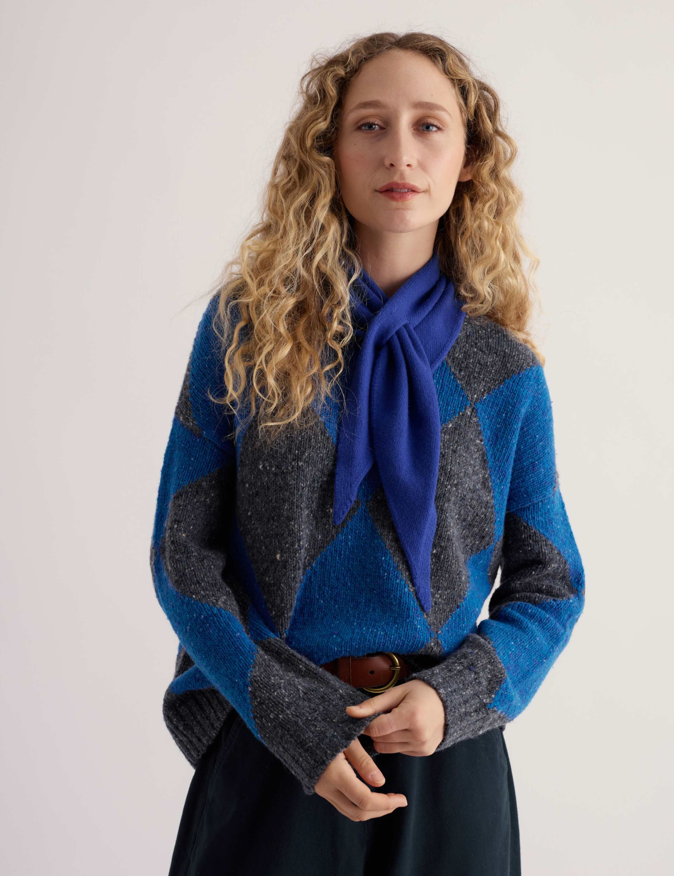 Merino Wool Rich Diamond Patterned Jumper 3 of 5