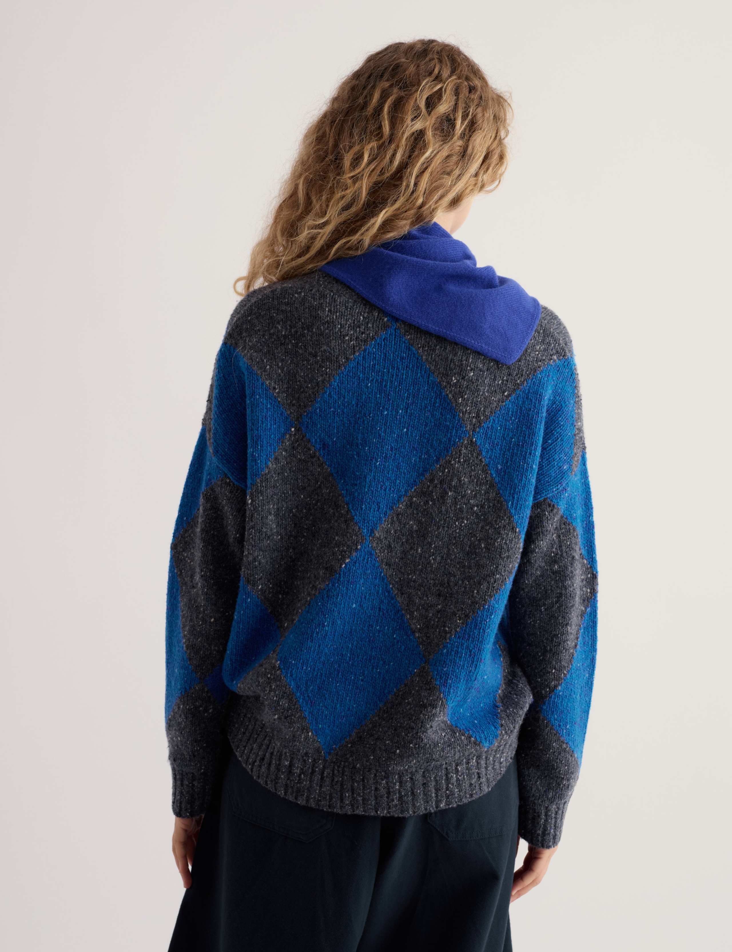 Merino Wool Rich Diamond Patterned Jumper 5 of 5
