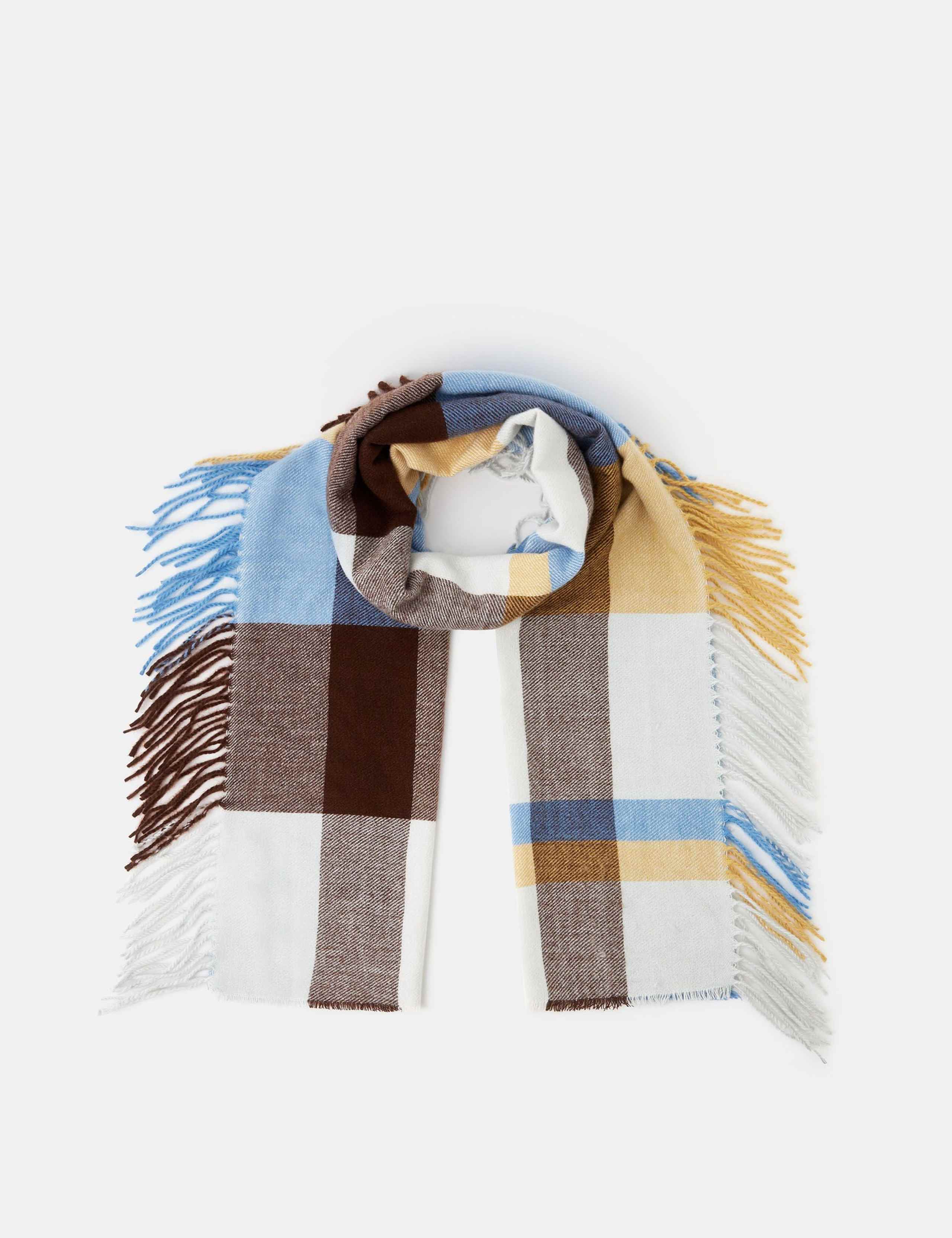 Checked Fringed Blanket Scarf 1 of 2