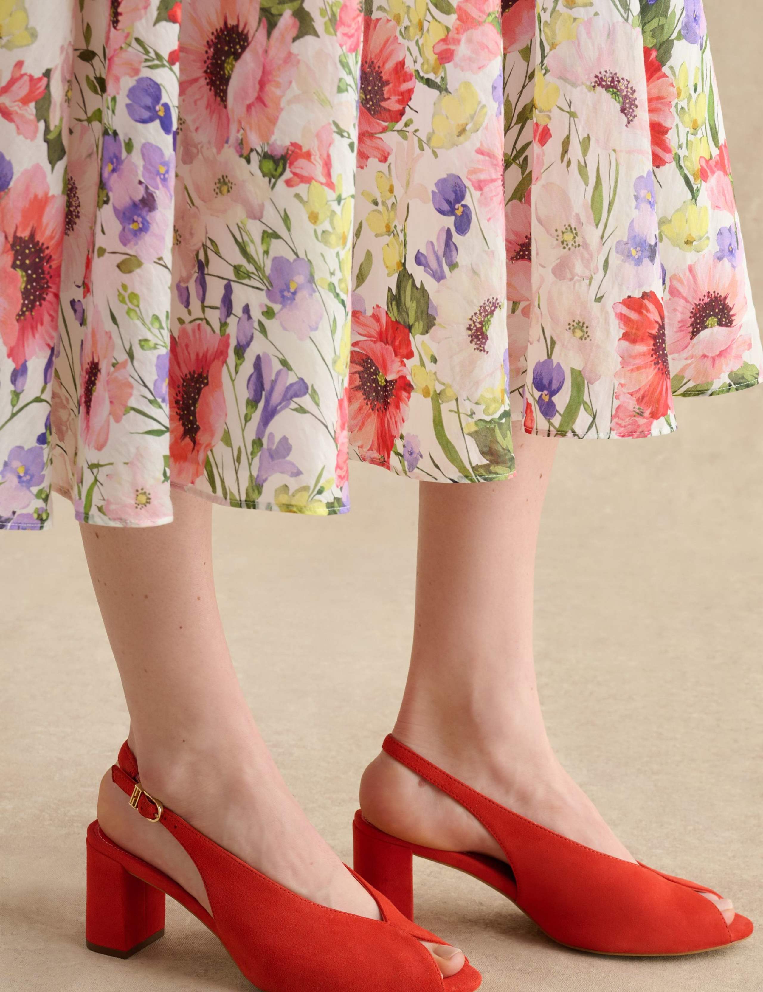 Suede Block Heel Peep Toe Slingback Sandals 3 of 6