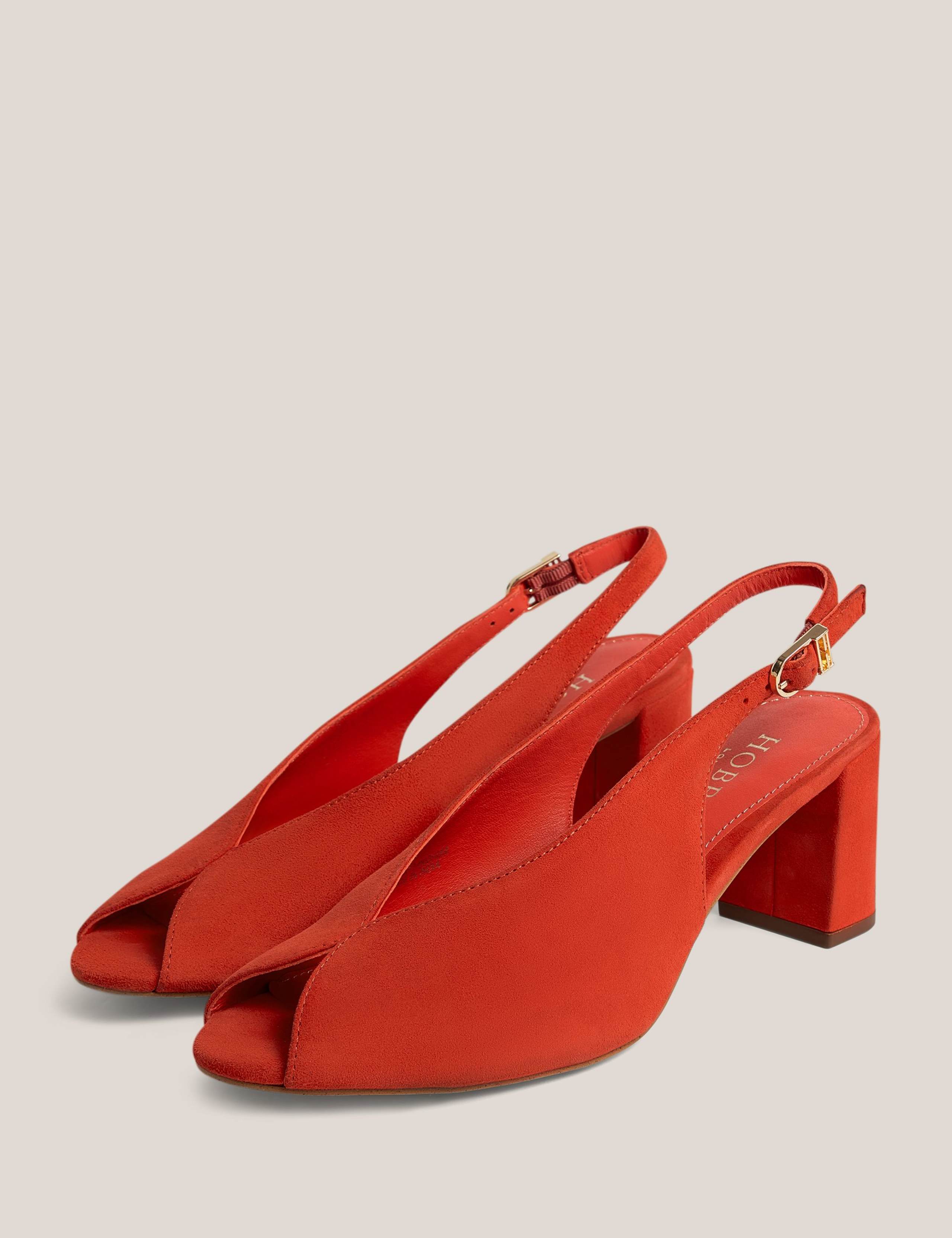 Suede Block Heel Peep Toe Slingback Sandals 4 of 6